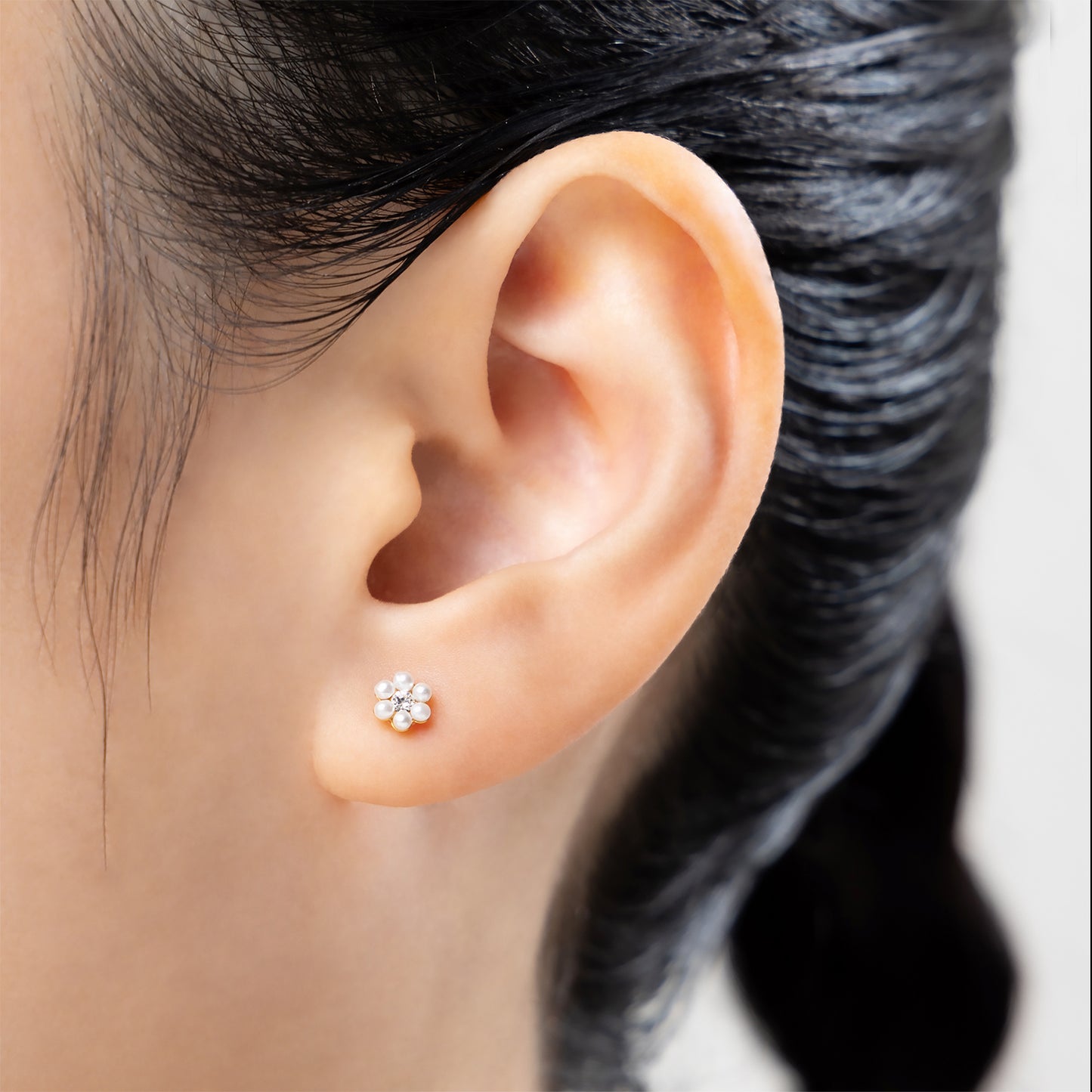 K18post プチパヴェフラワーピアス