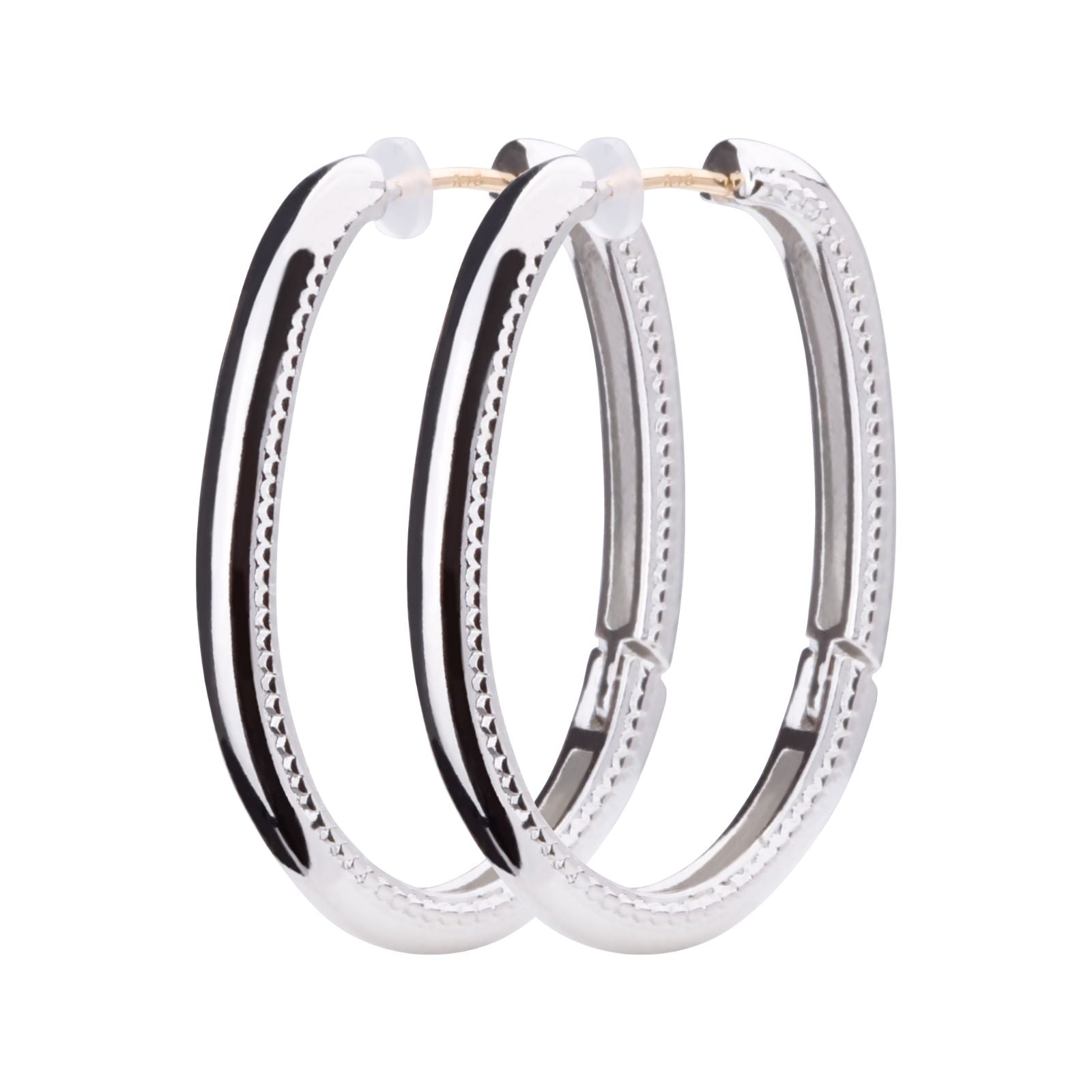 K18post ドットラインオーバルフープピアス