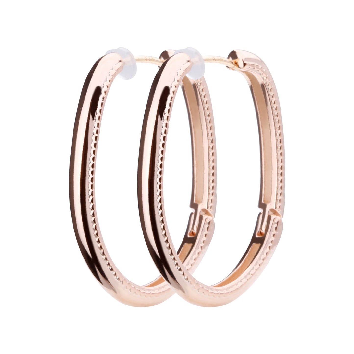 K18post ドットラインオーバルフープピアス