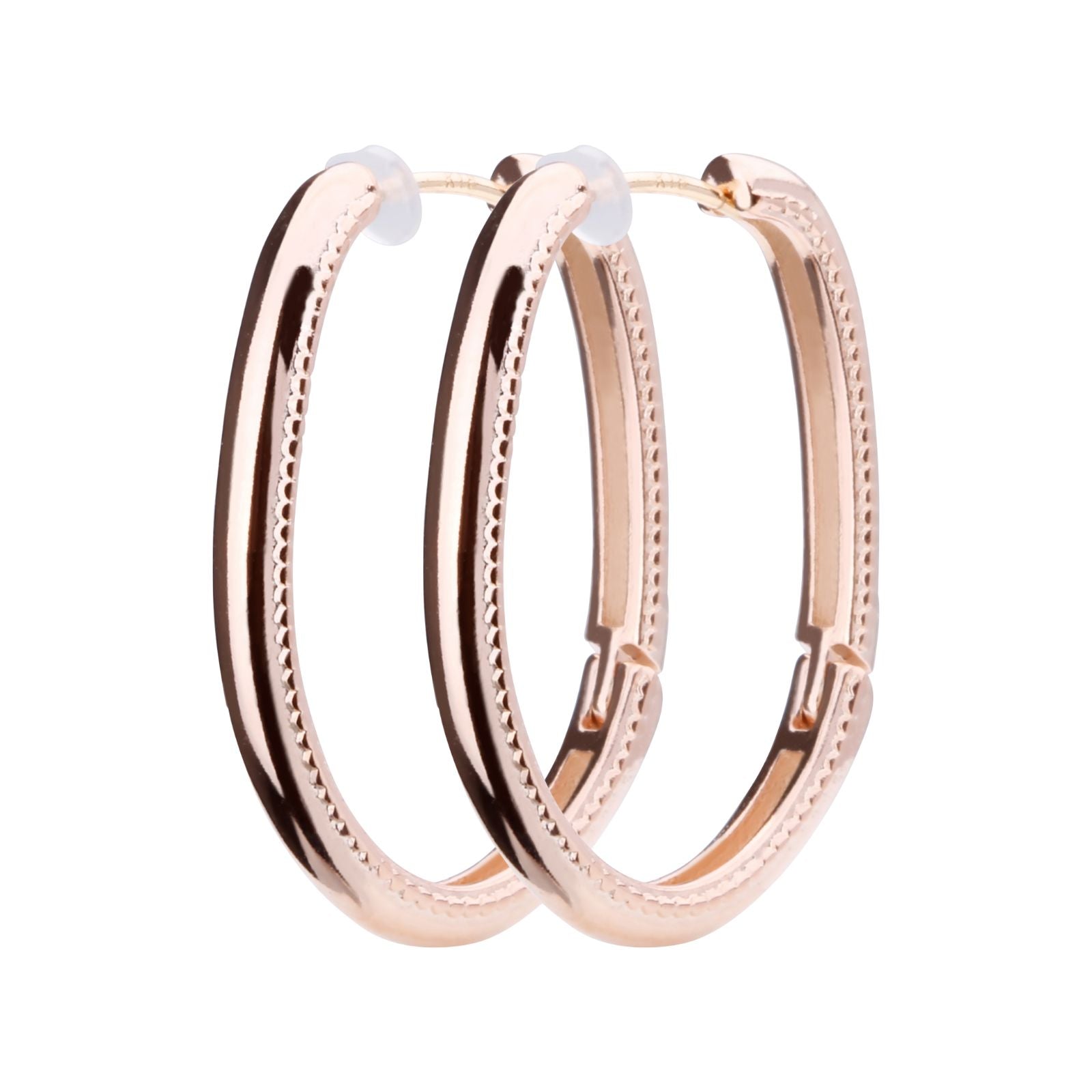 K18post ドットラインオーバルフープピアス