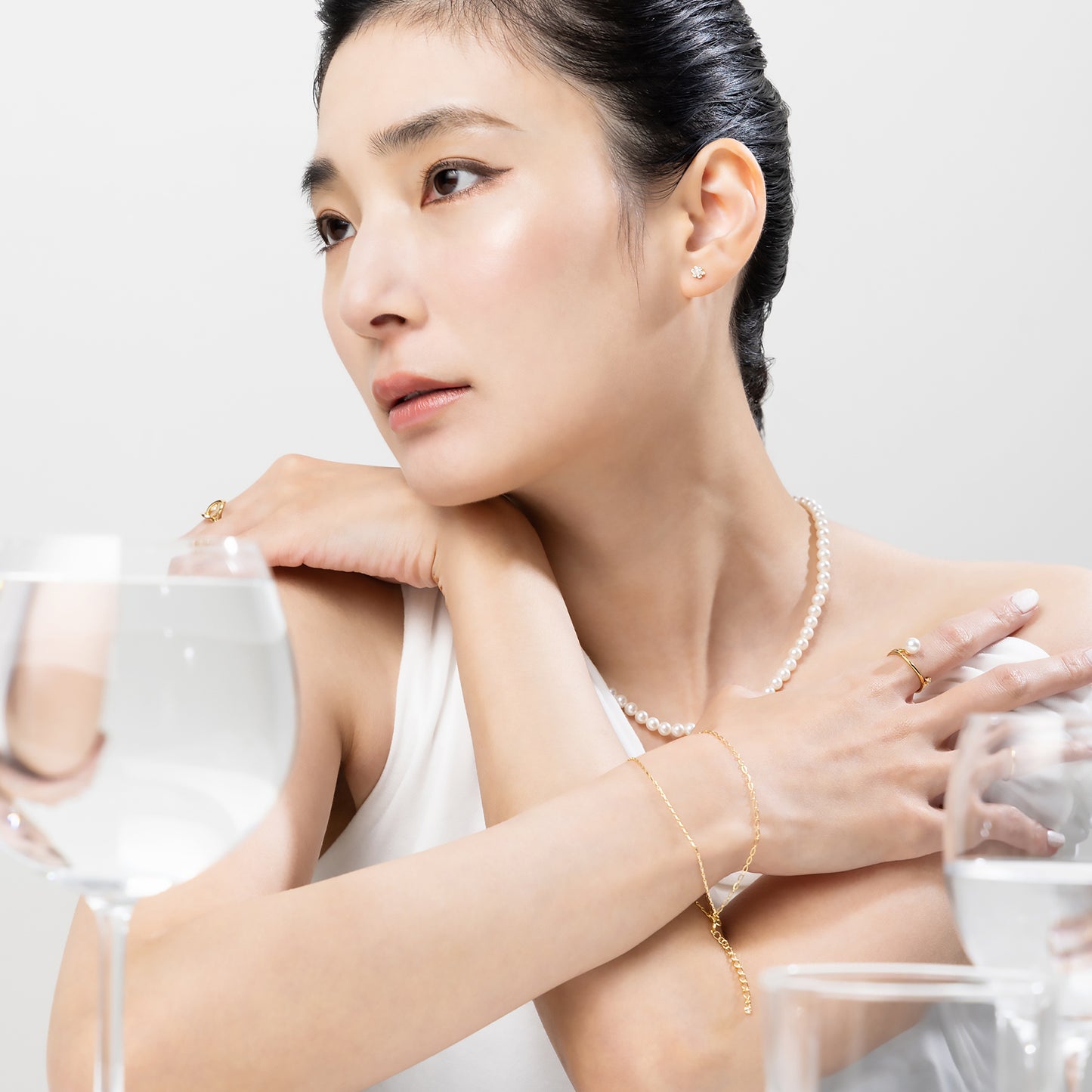 K18post プチパヴェフラワーピアス