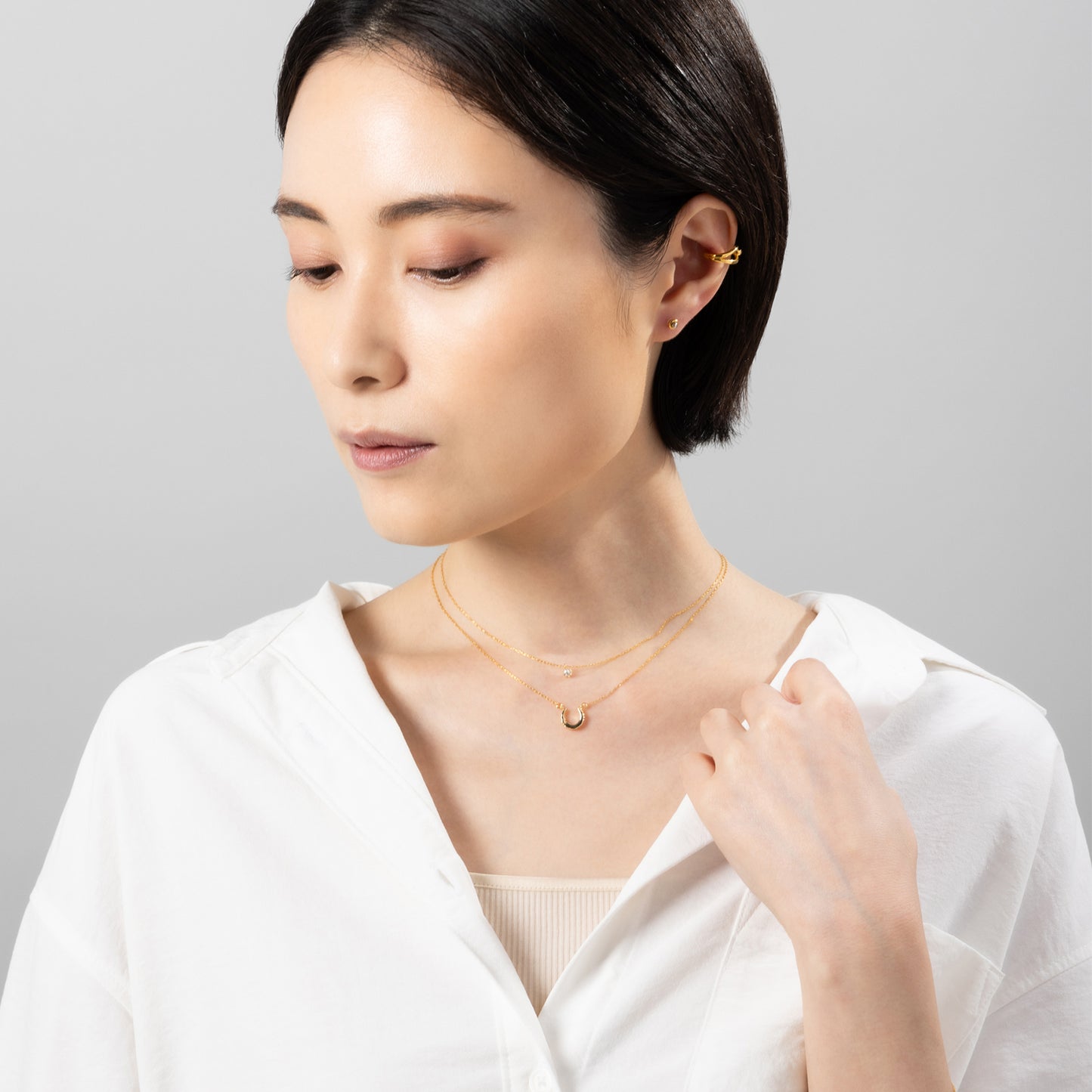 K18post コンビボールピアス
