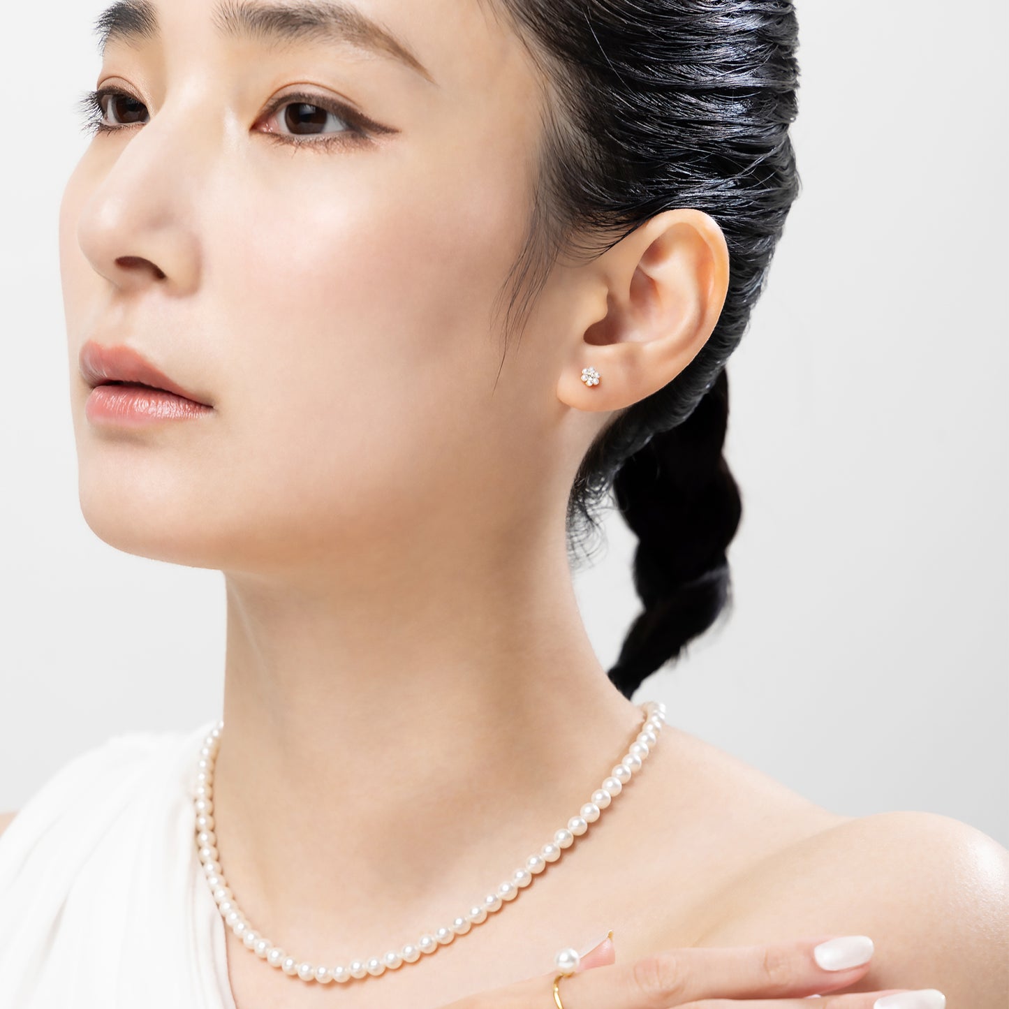 K18post プチパヴェフラワーピアス