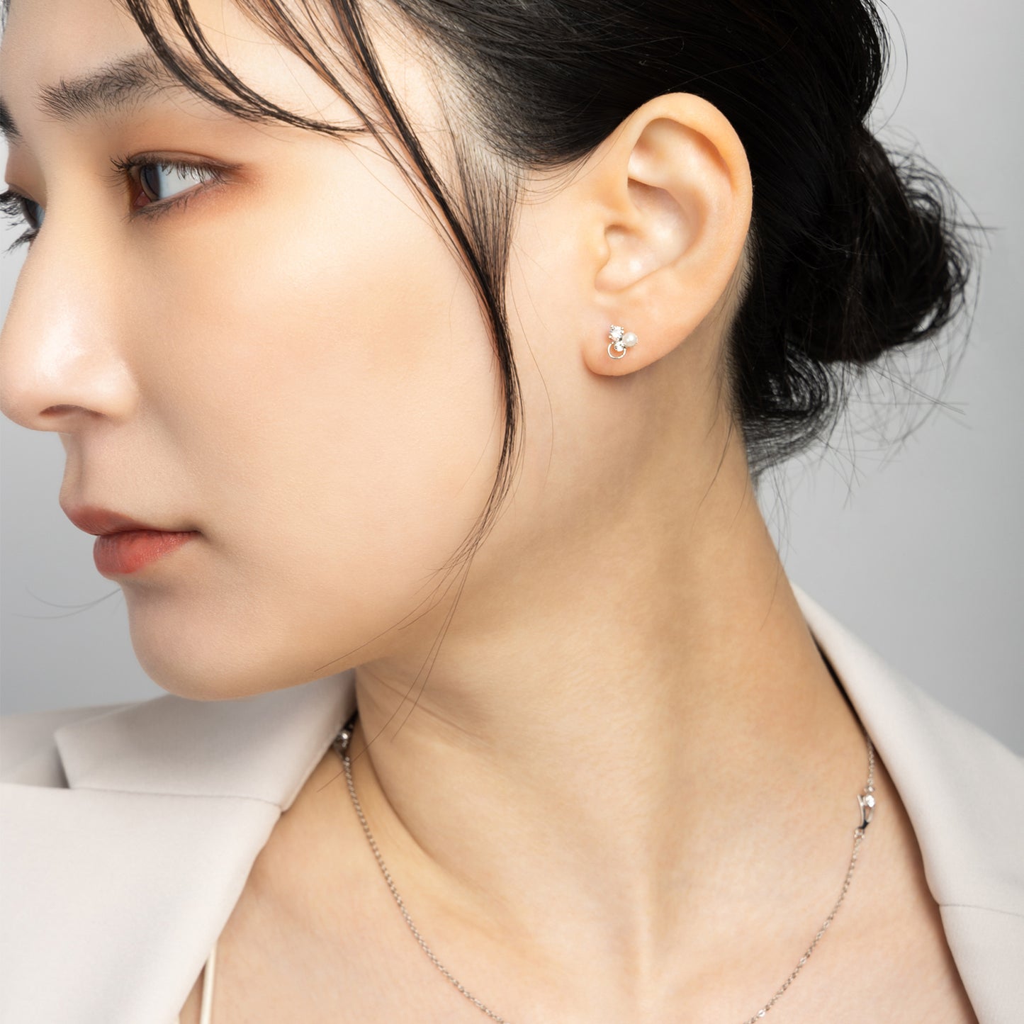 Pt900post パール&ビジューピアス