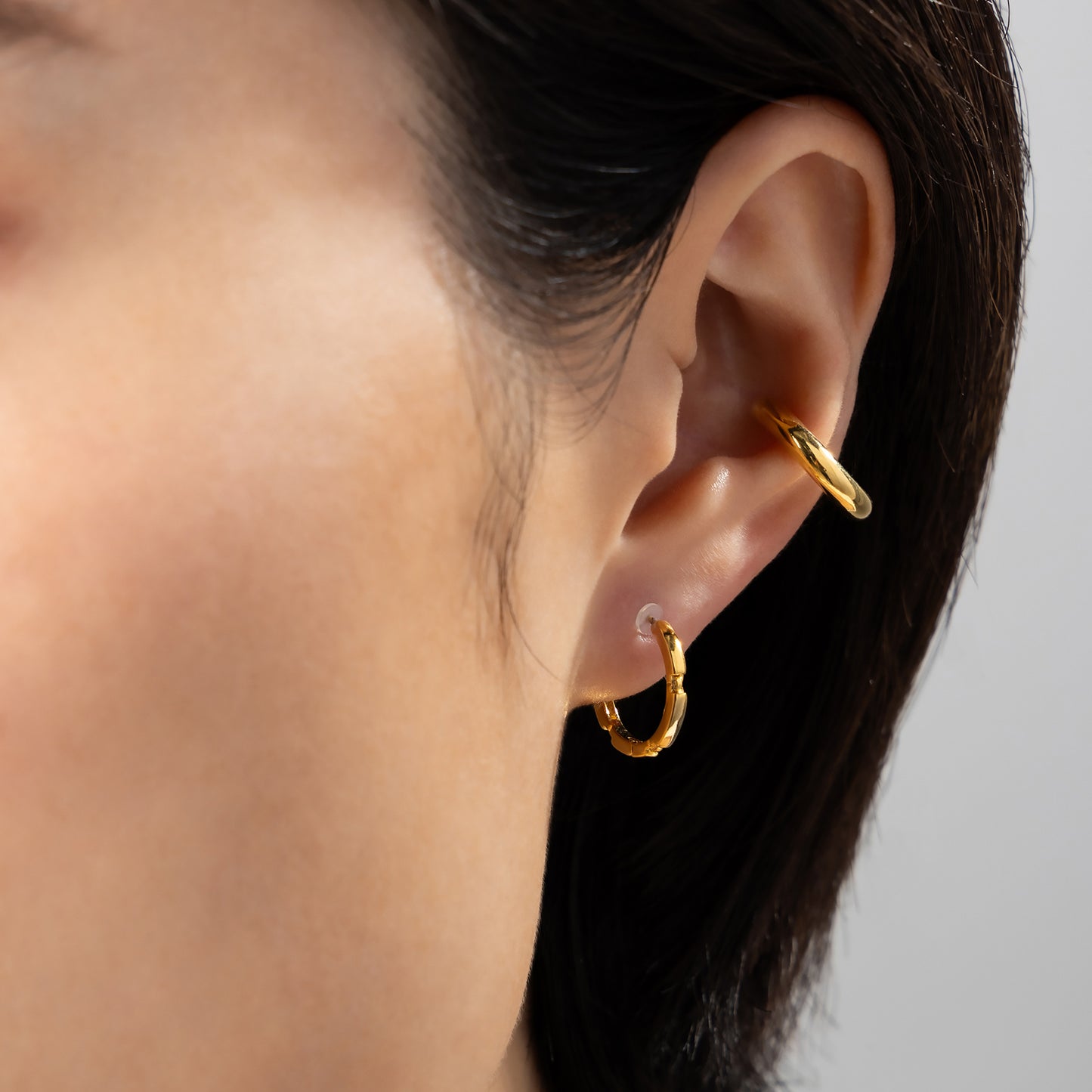 K18post カッティングフープピアス