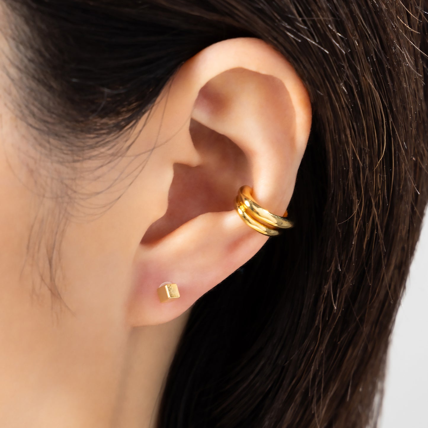 K18post メタルキューブピアス 2サイズ×3カラー