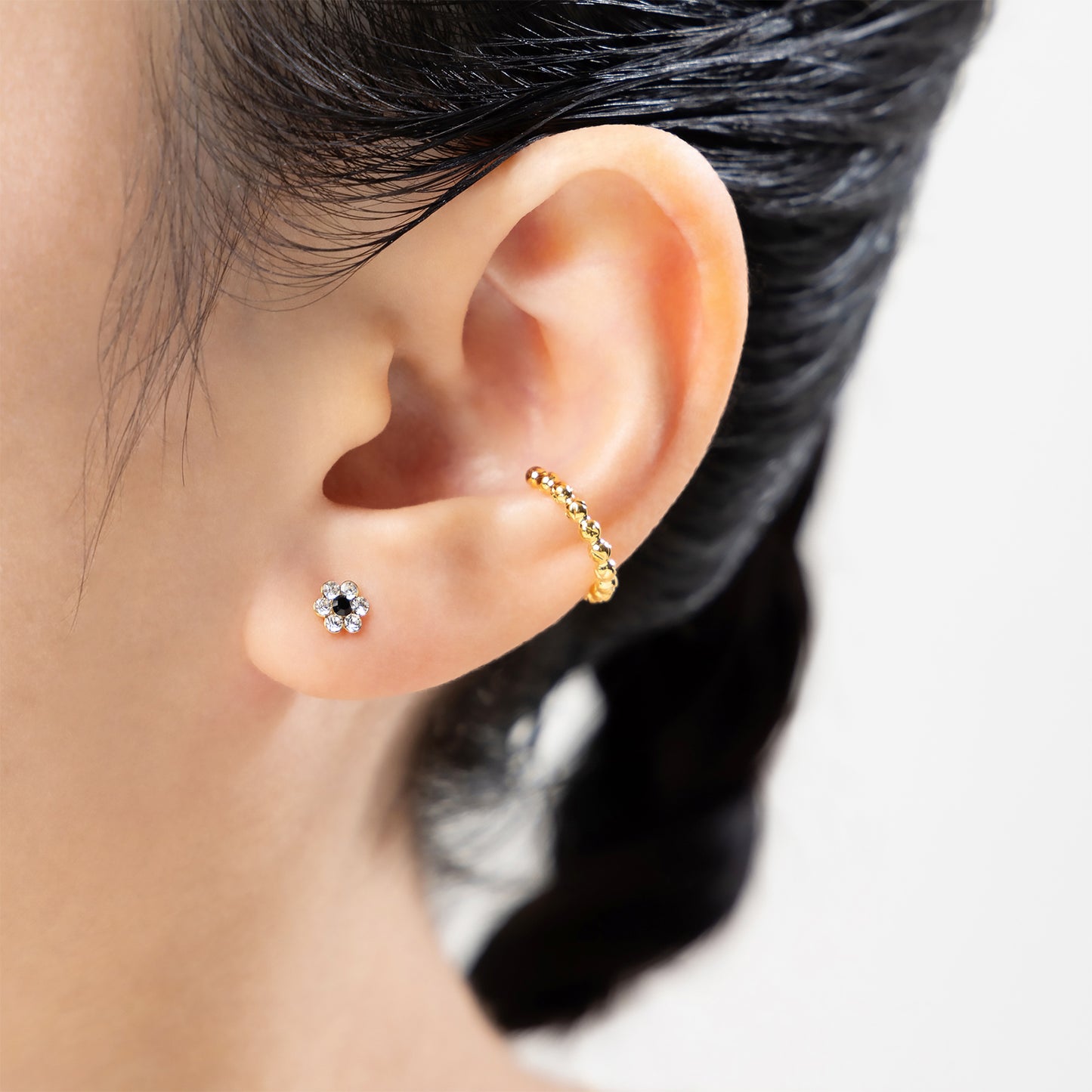 K18post プチパヴェフラワーピアス