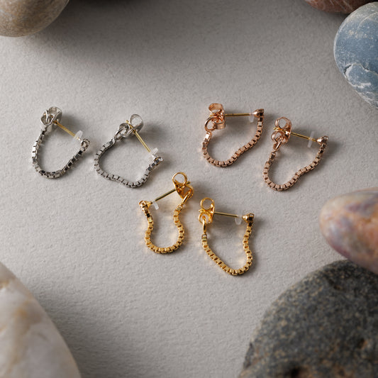 K18post ベネチアンチェーンフープピアス