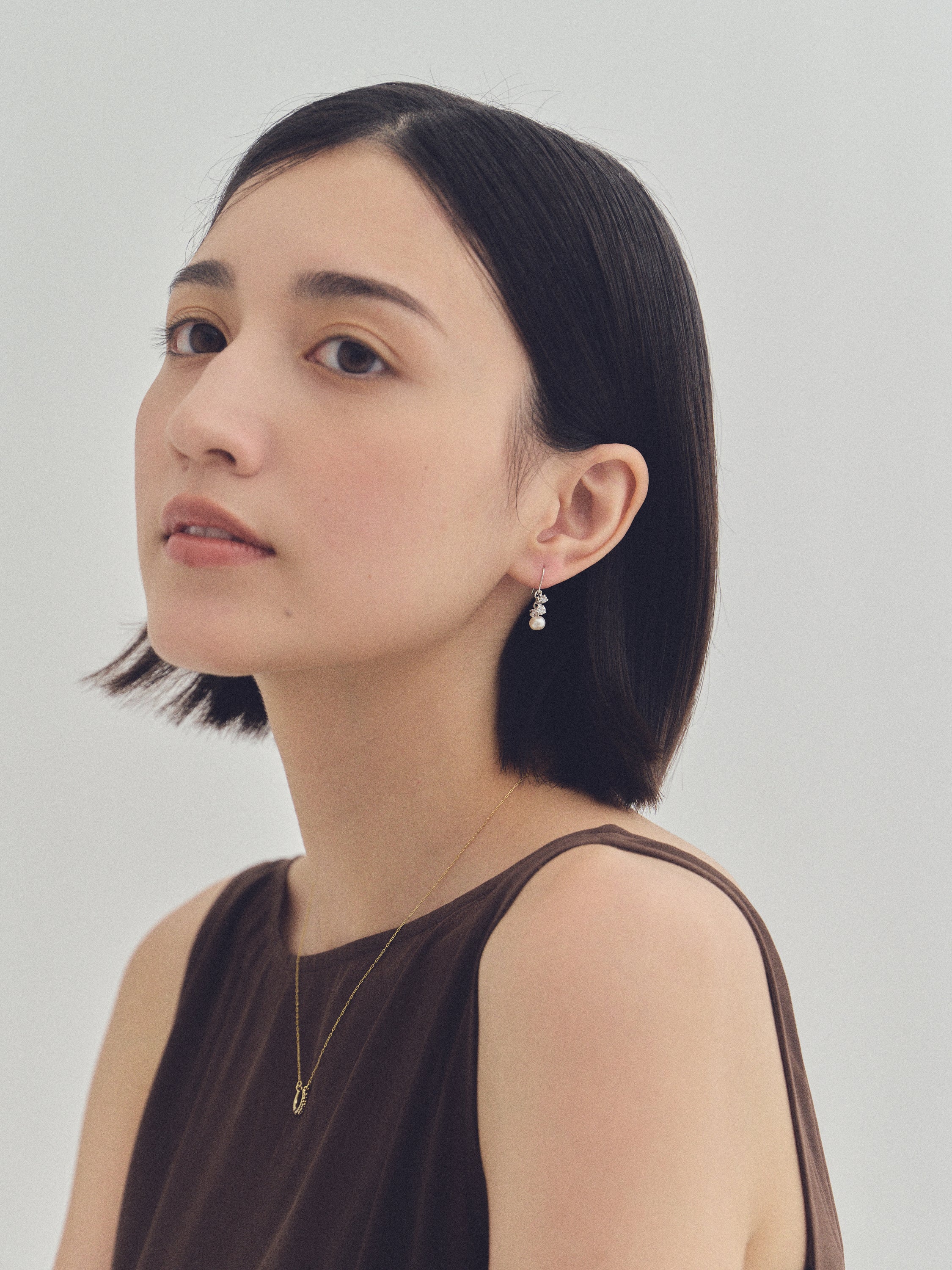 パール&ビジューフックピアス