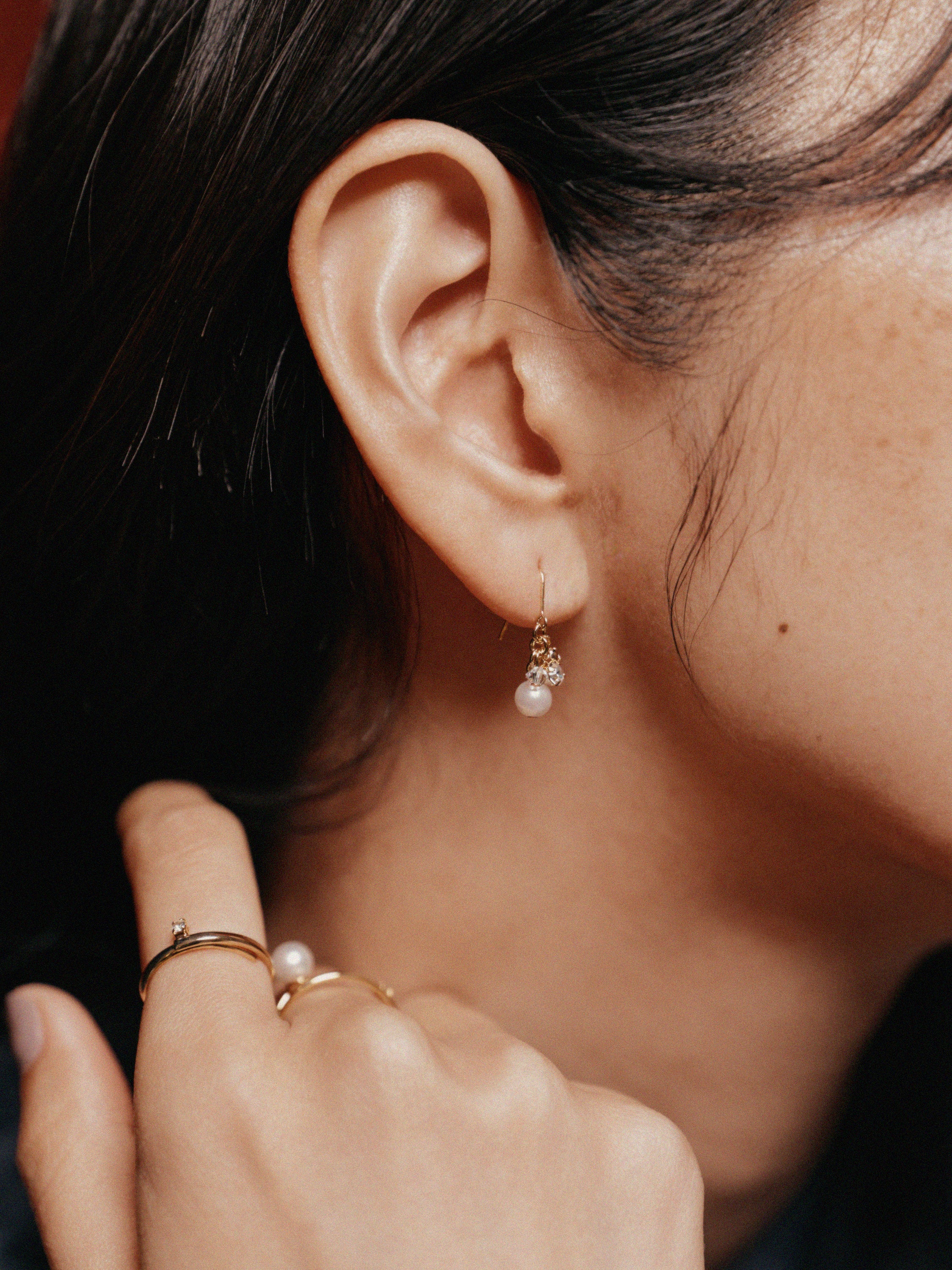 パール&ビジューフックピアス