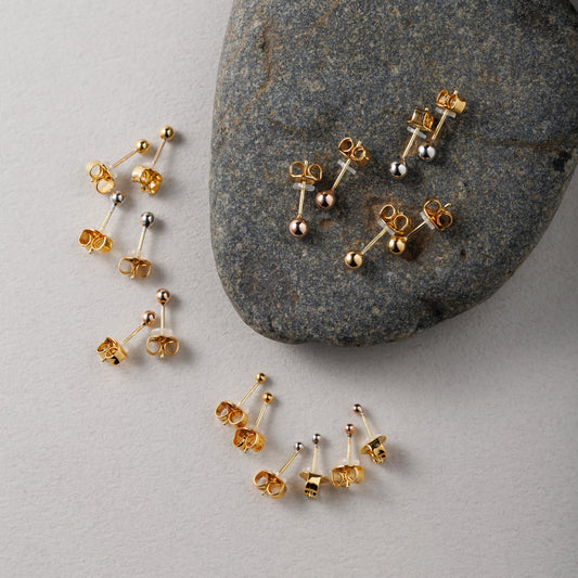 K18post シンプルボールピアス 5サイズ×3カラー