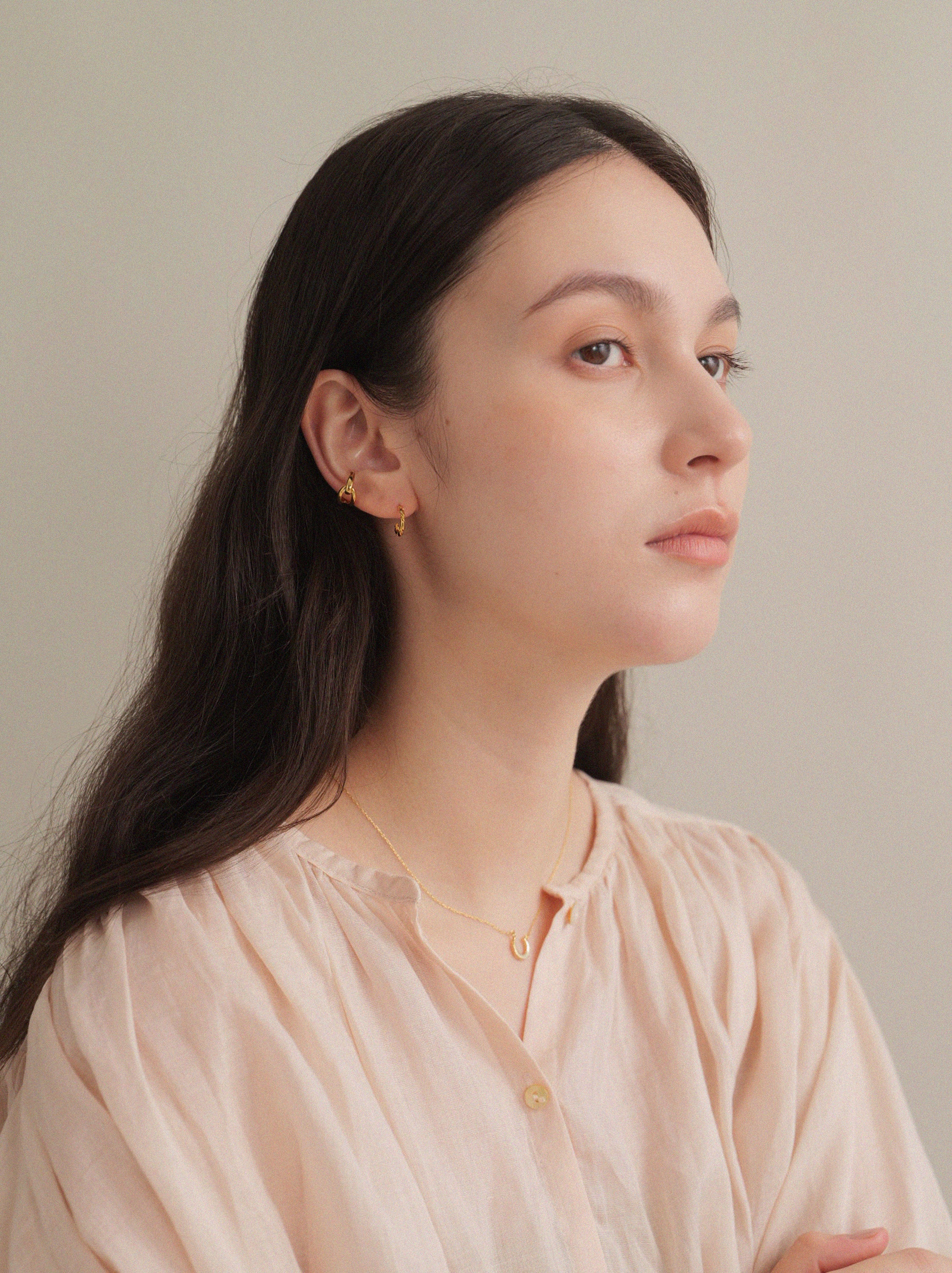 K18post テクスチャーフープピアス