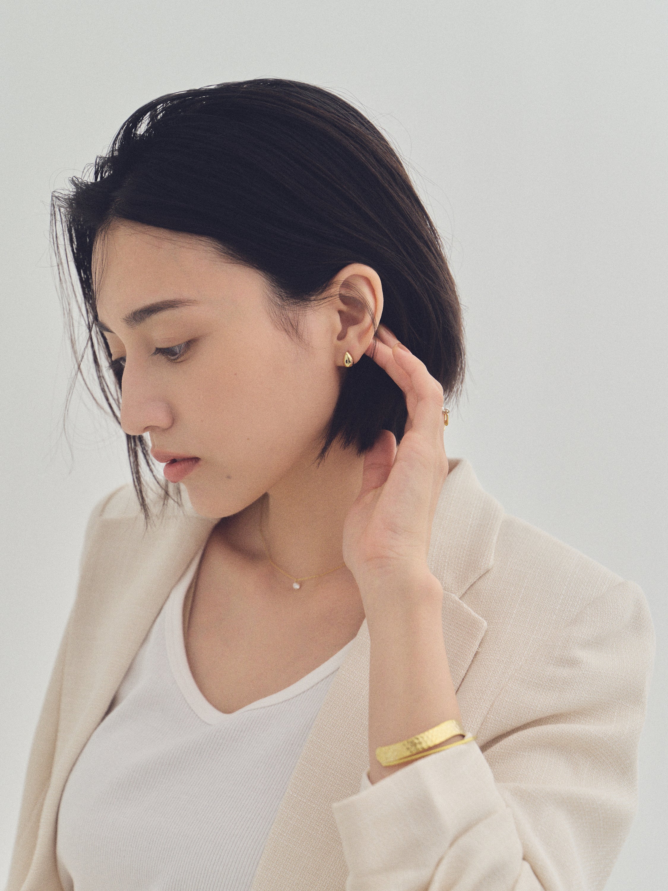 Pt900post クラフトドロップピアス