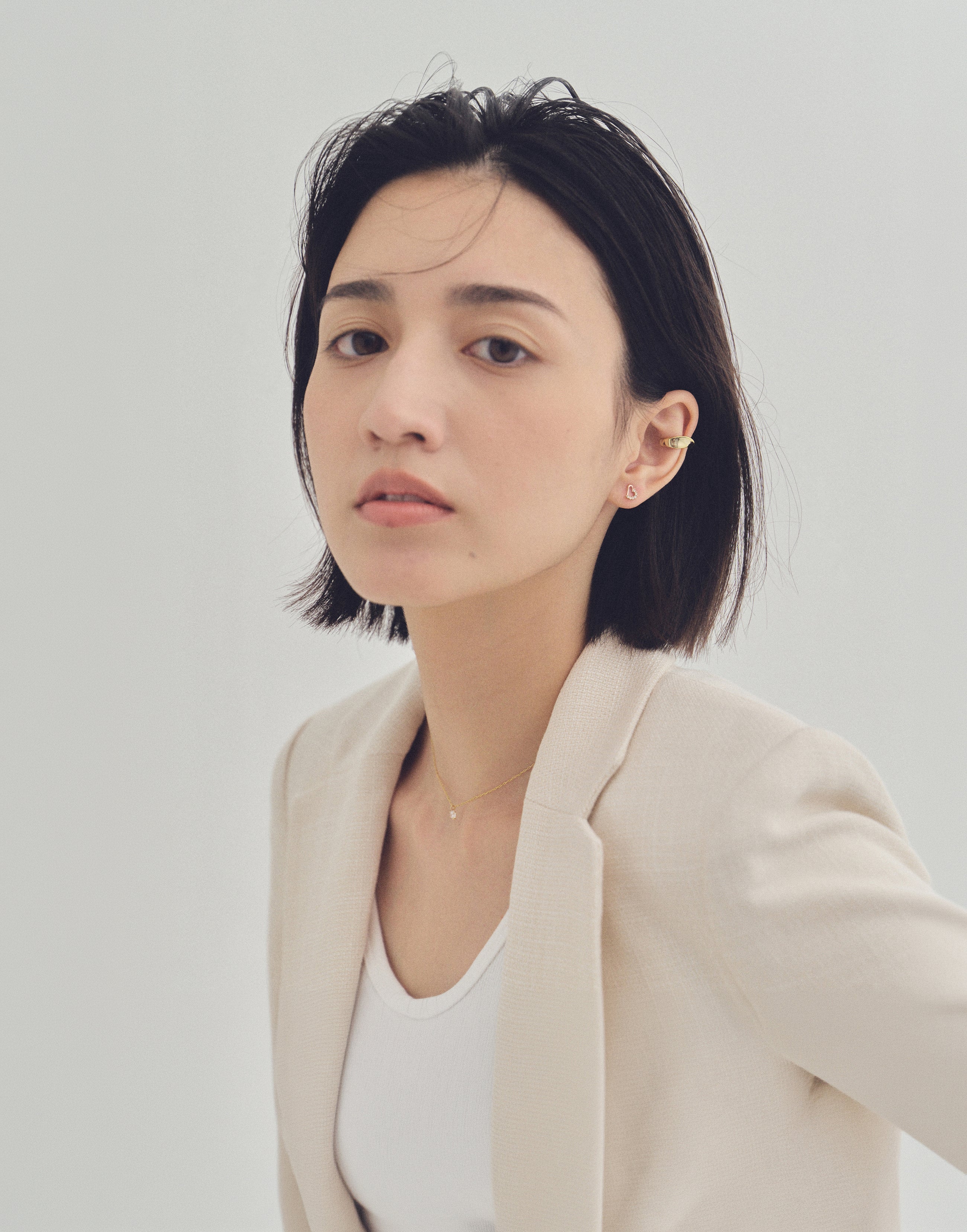 K18post パヴェオープンハートピアス