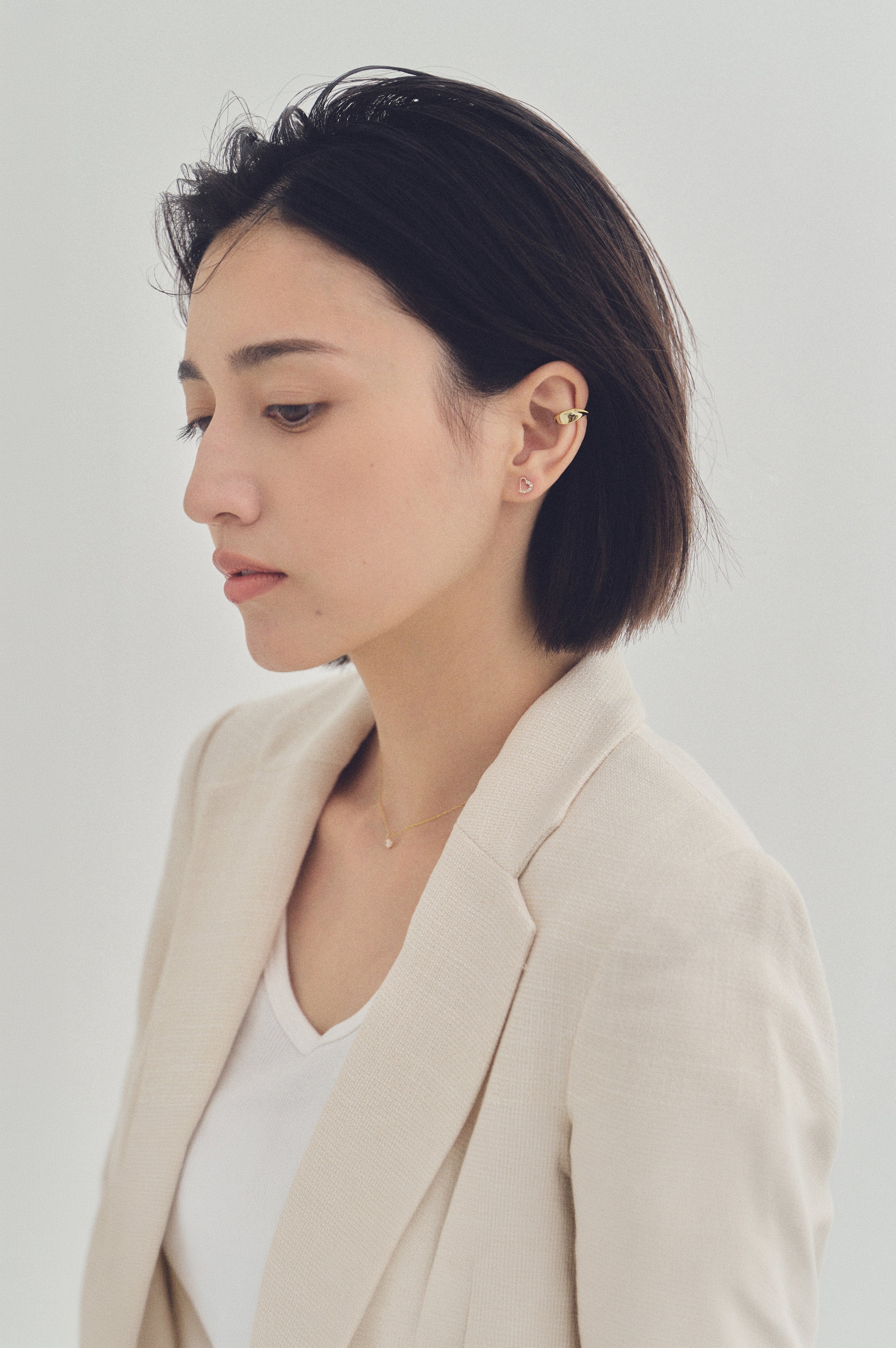 K18post パヴェオープンハートピアス