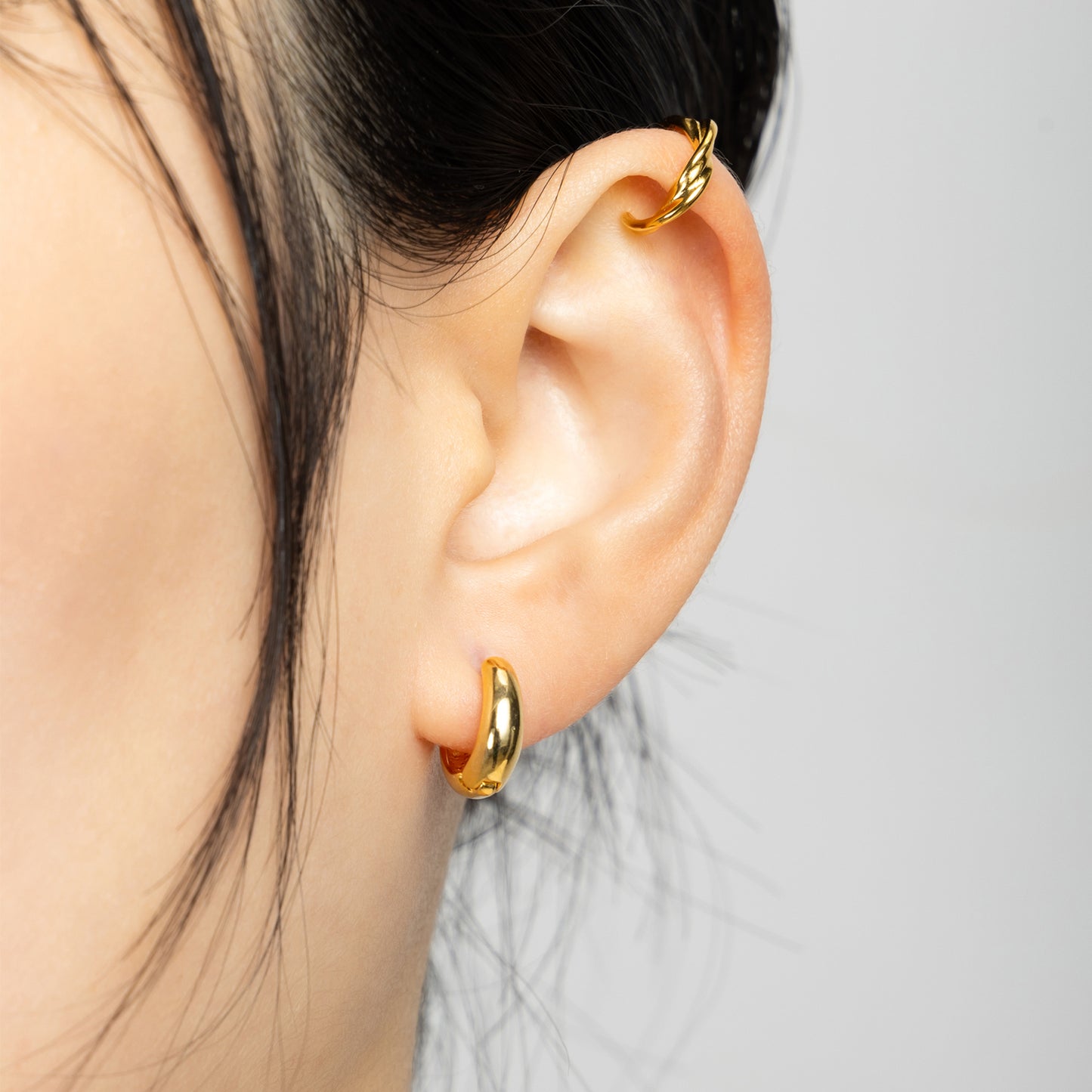 K18post ドロップフープピアス ミディアム