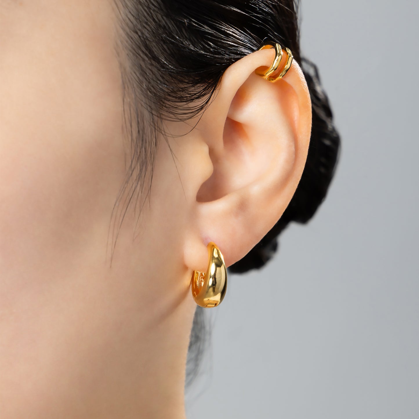 K18post ドロップフープピアス ラージ