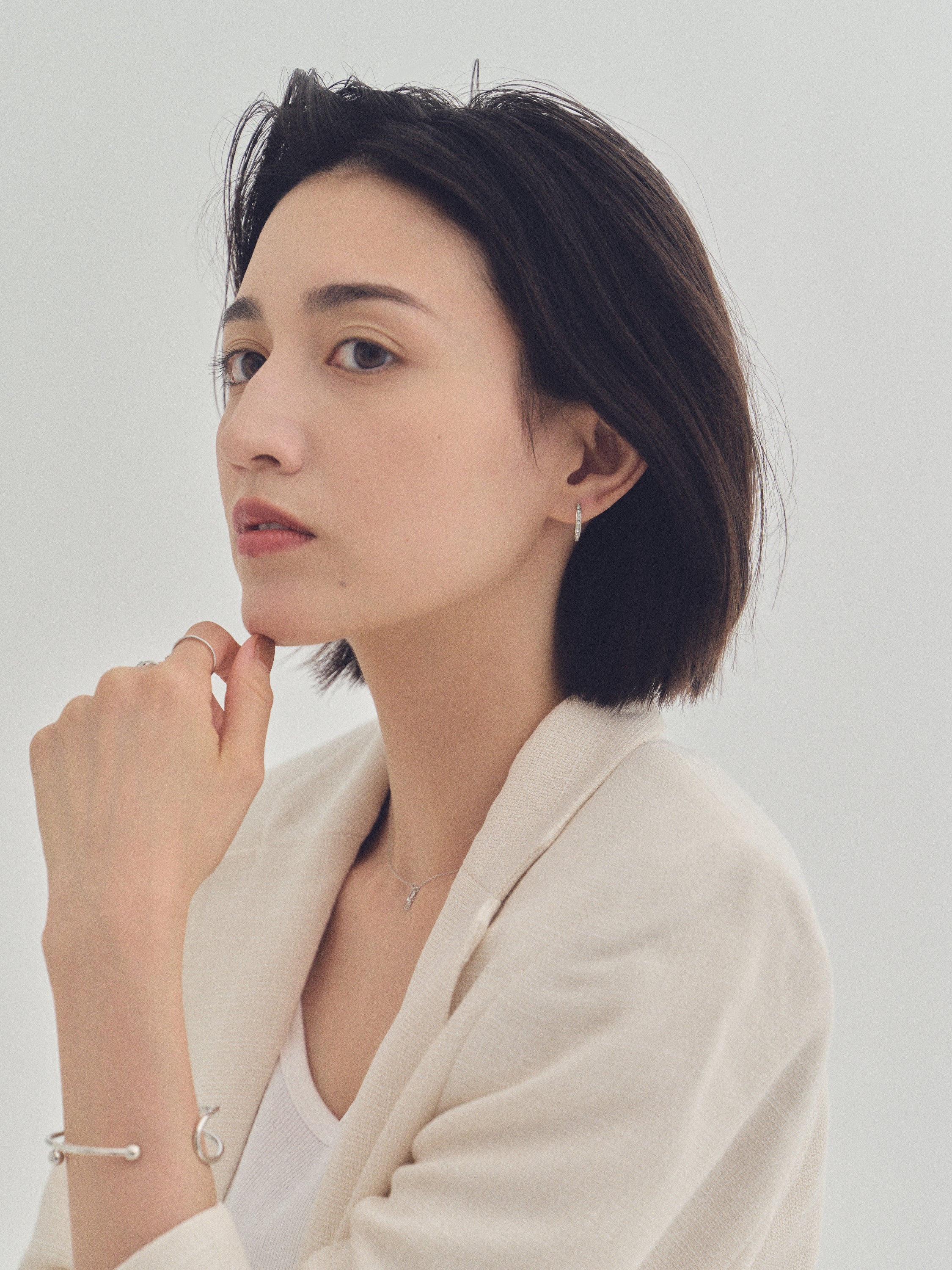 K18post ビジューフープピアス ラウンド/ヘキサゴン