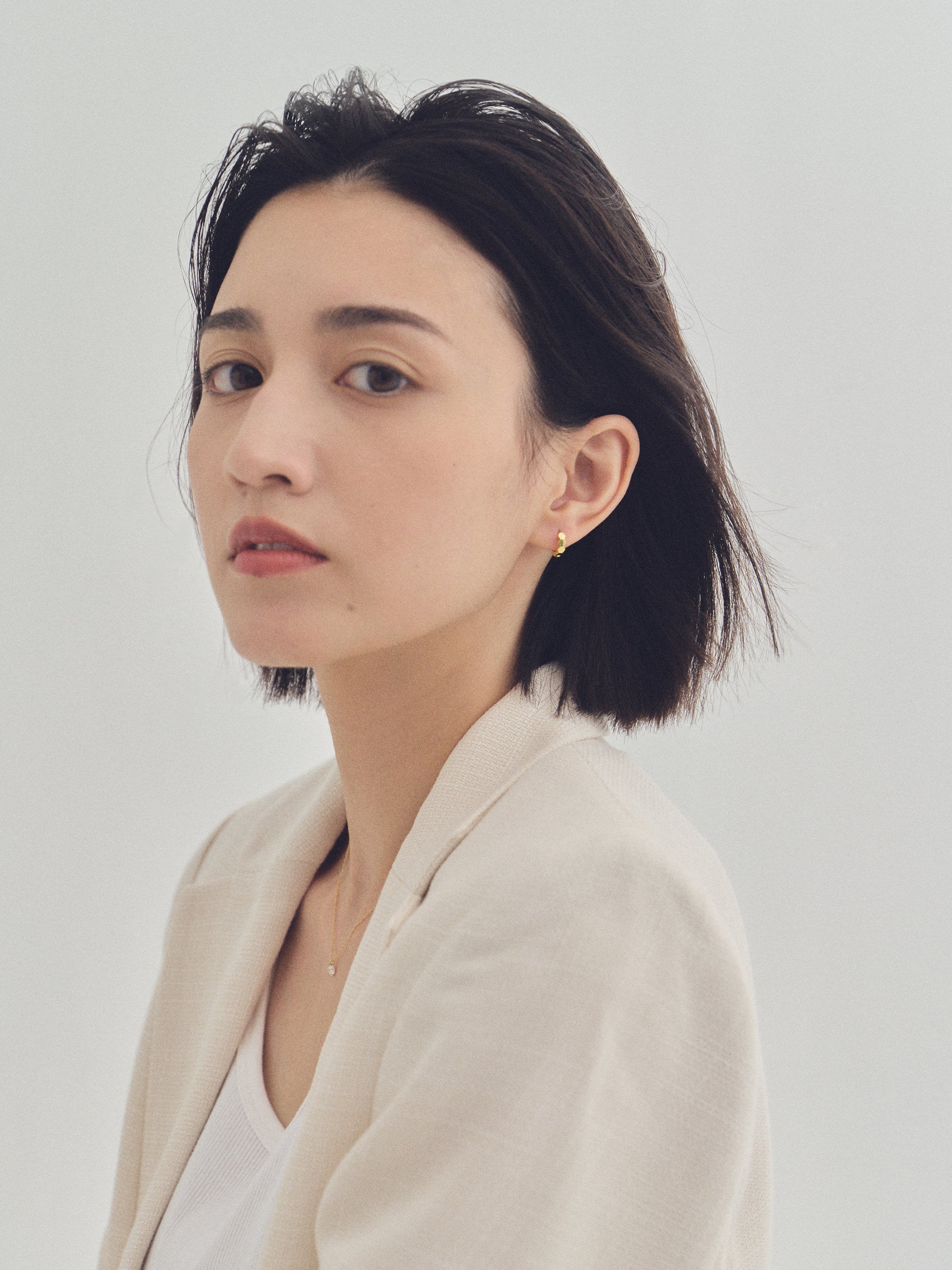 K18post ヘキサゴンフープピアス