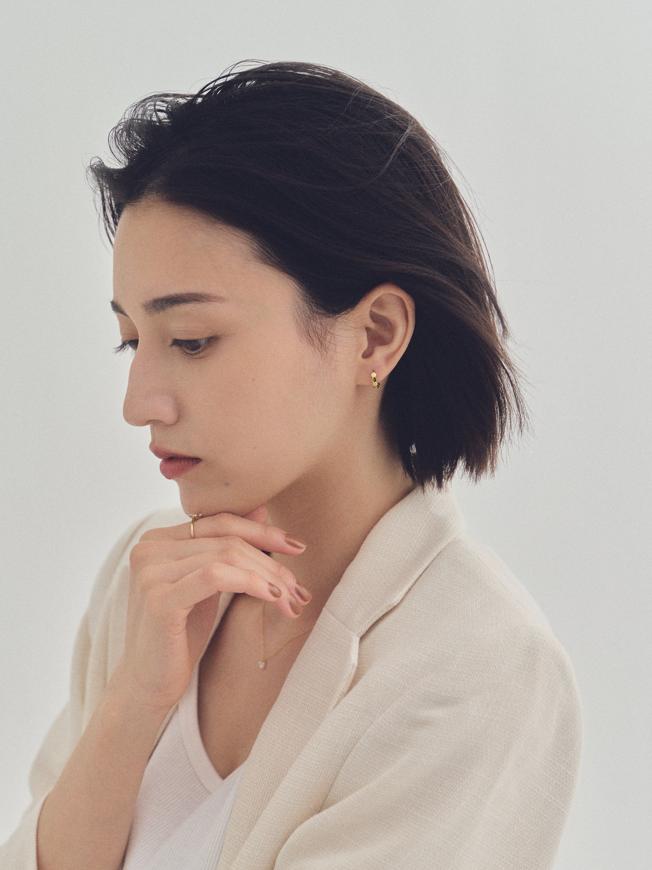 K18post ヘキサゴンフープピアス