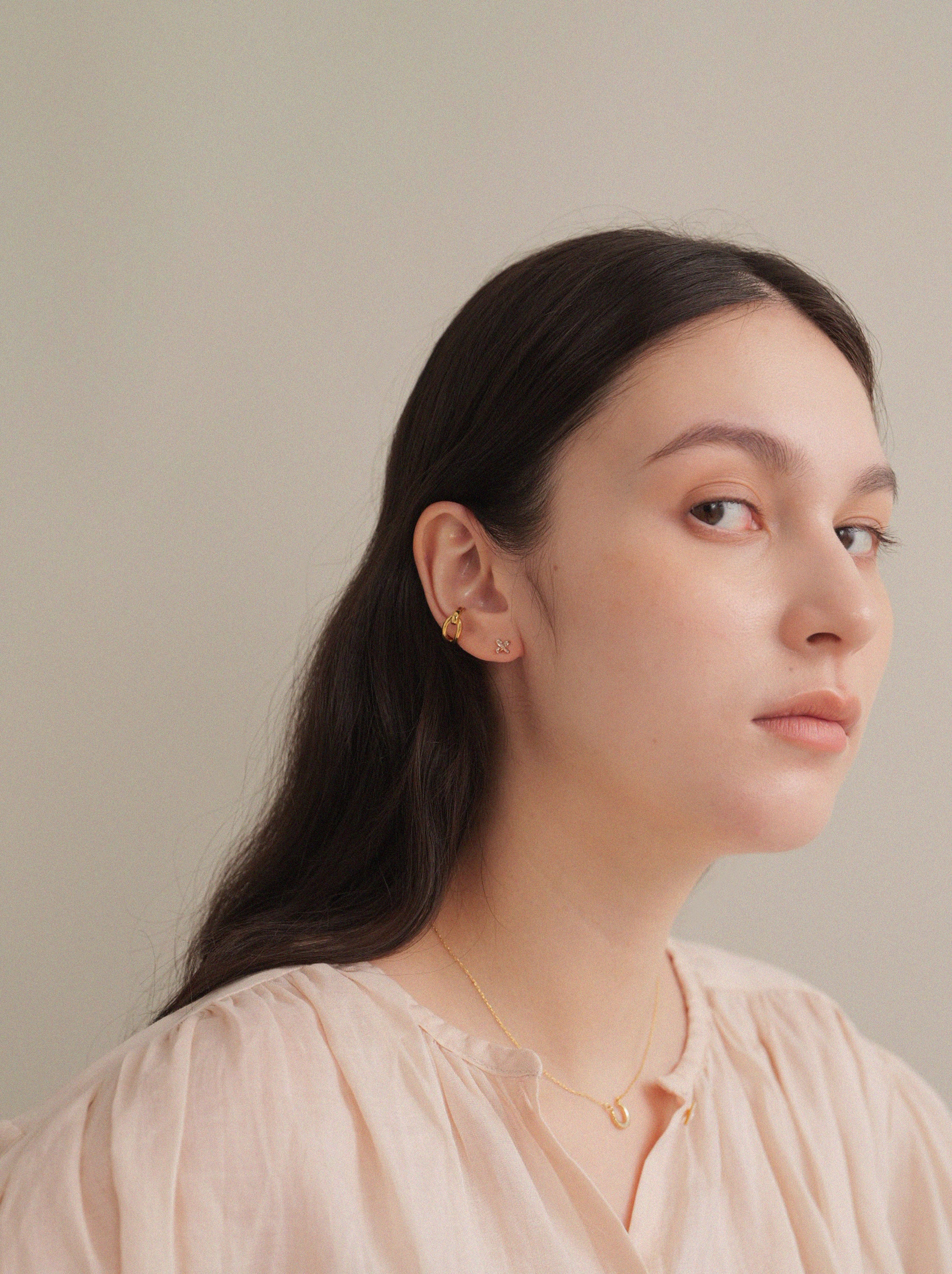 K18post クラフトフラワーピアス