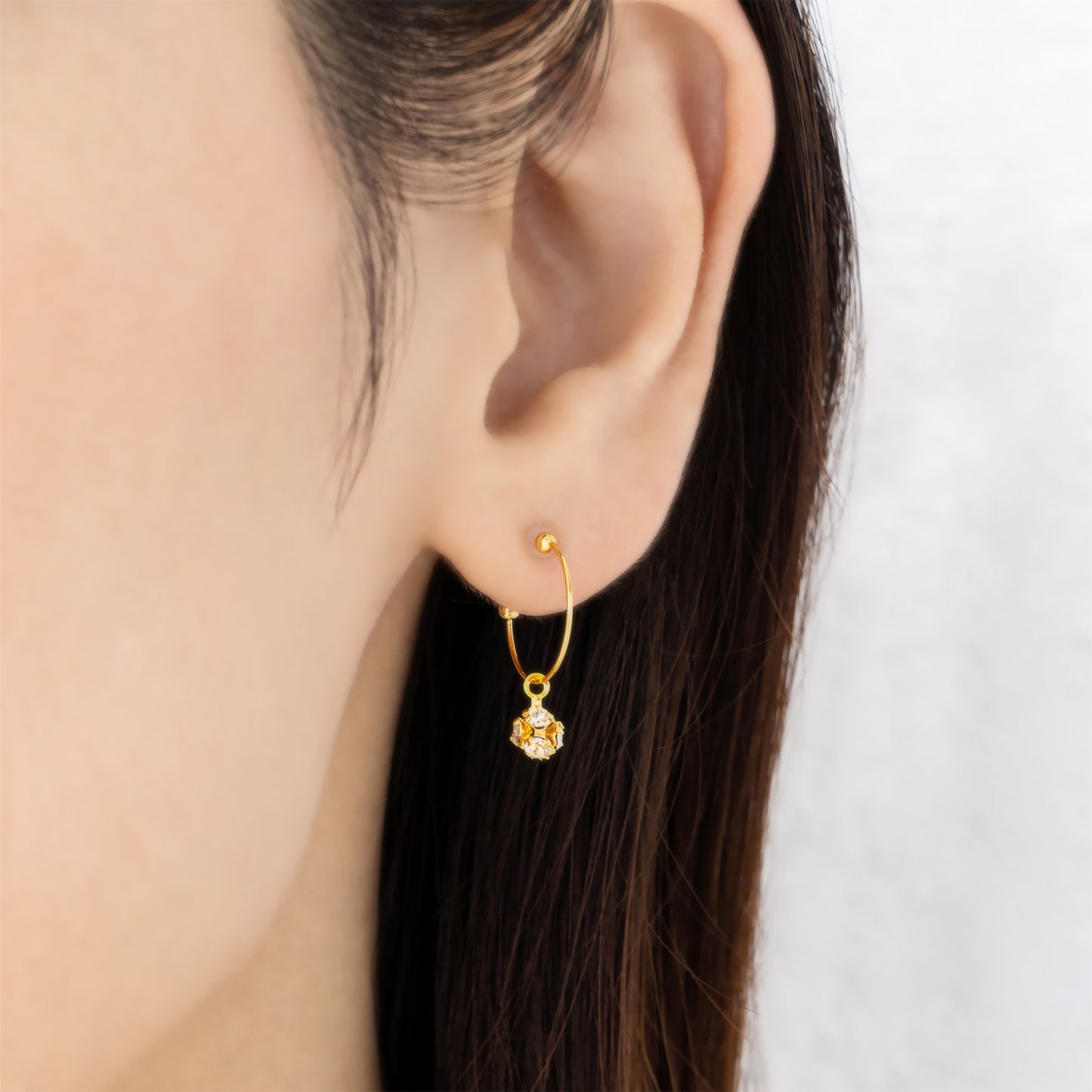 K18post ロンデルボールフープピアス