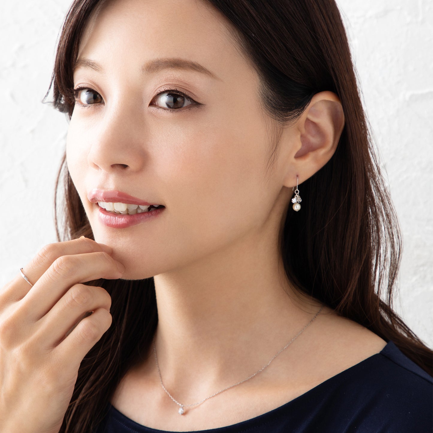 パール&ビジューフックピアス