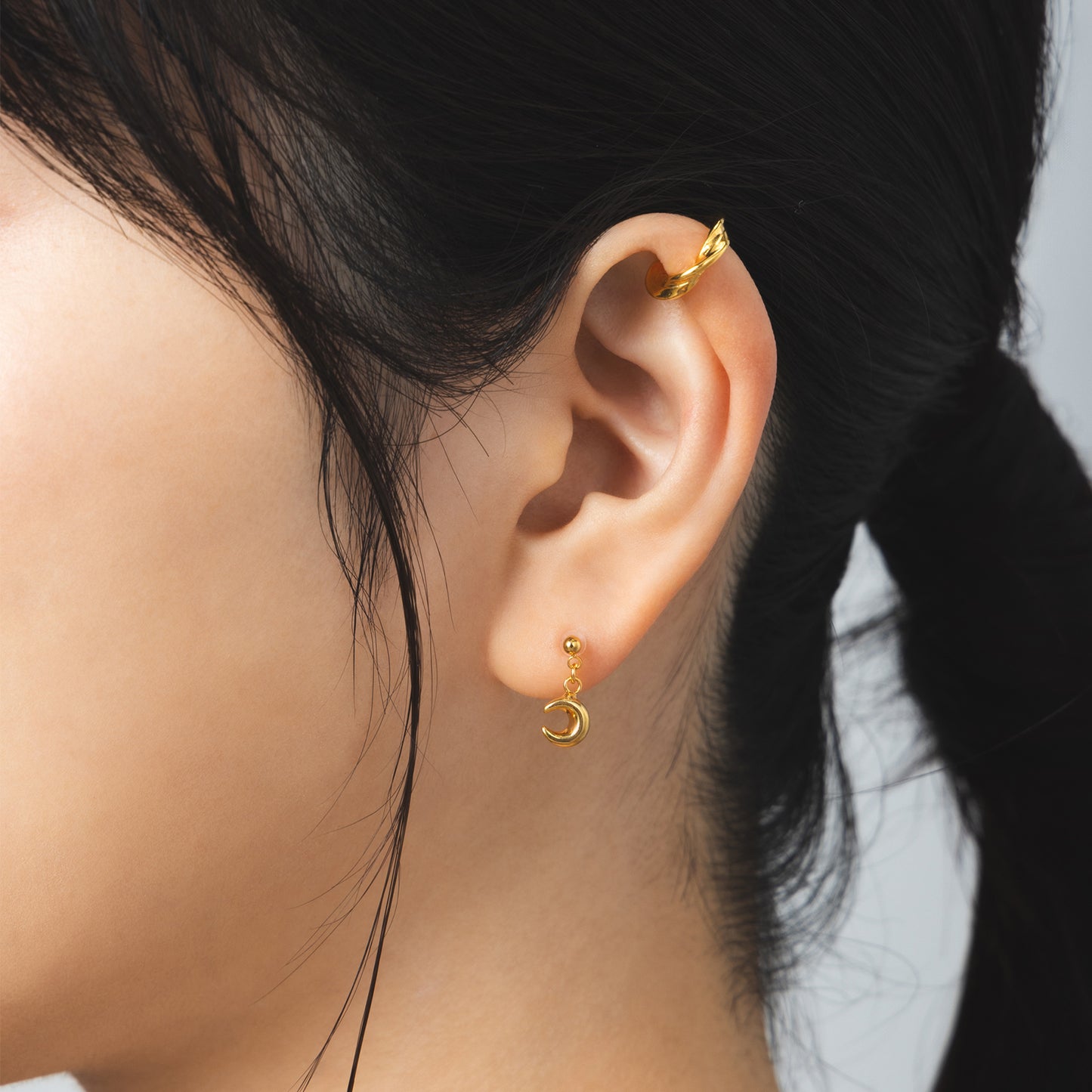 K18post クラフトクレセントピアス