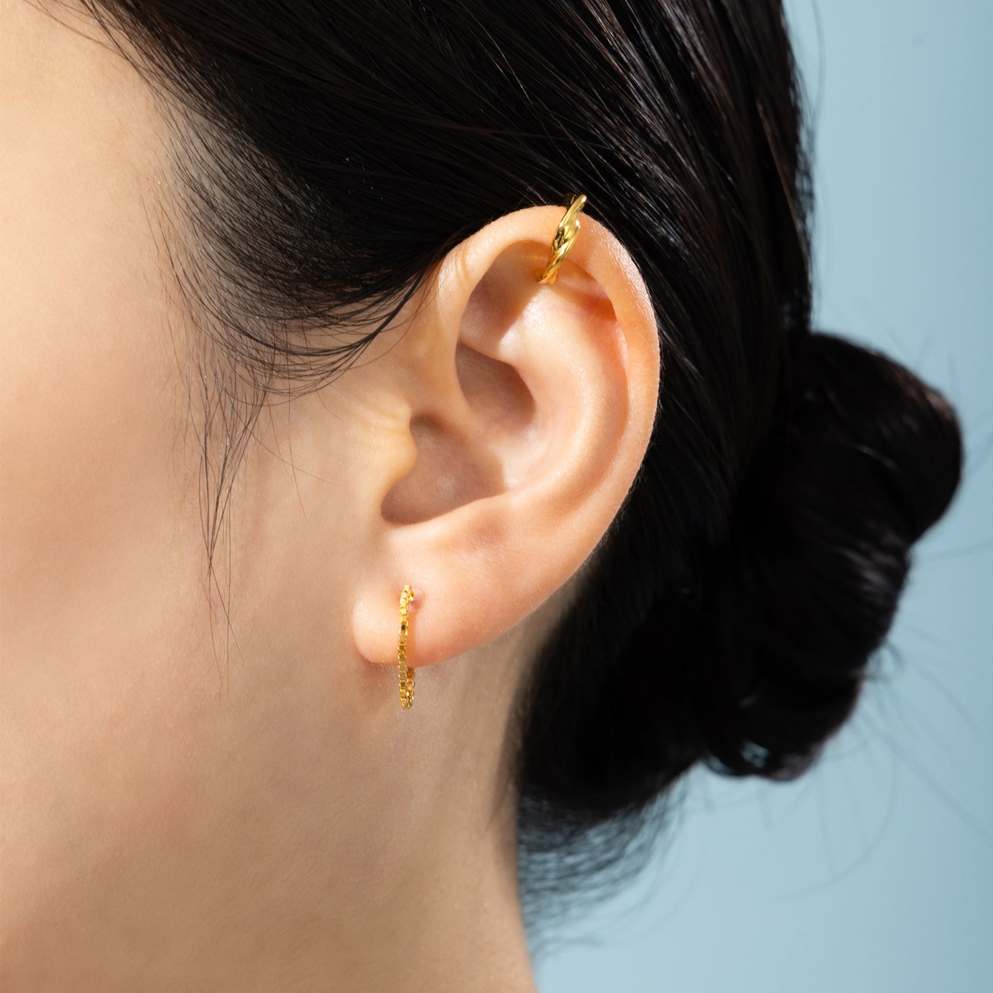 K18post ベネチアンチェーンフープピアス