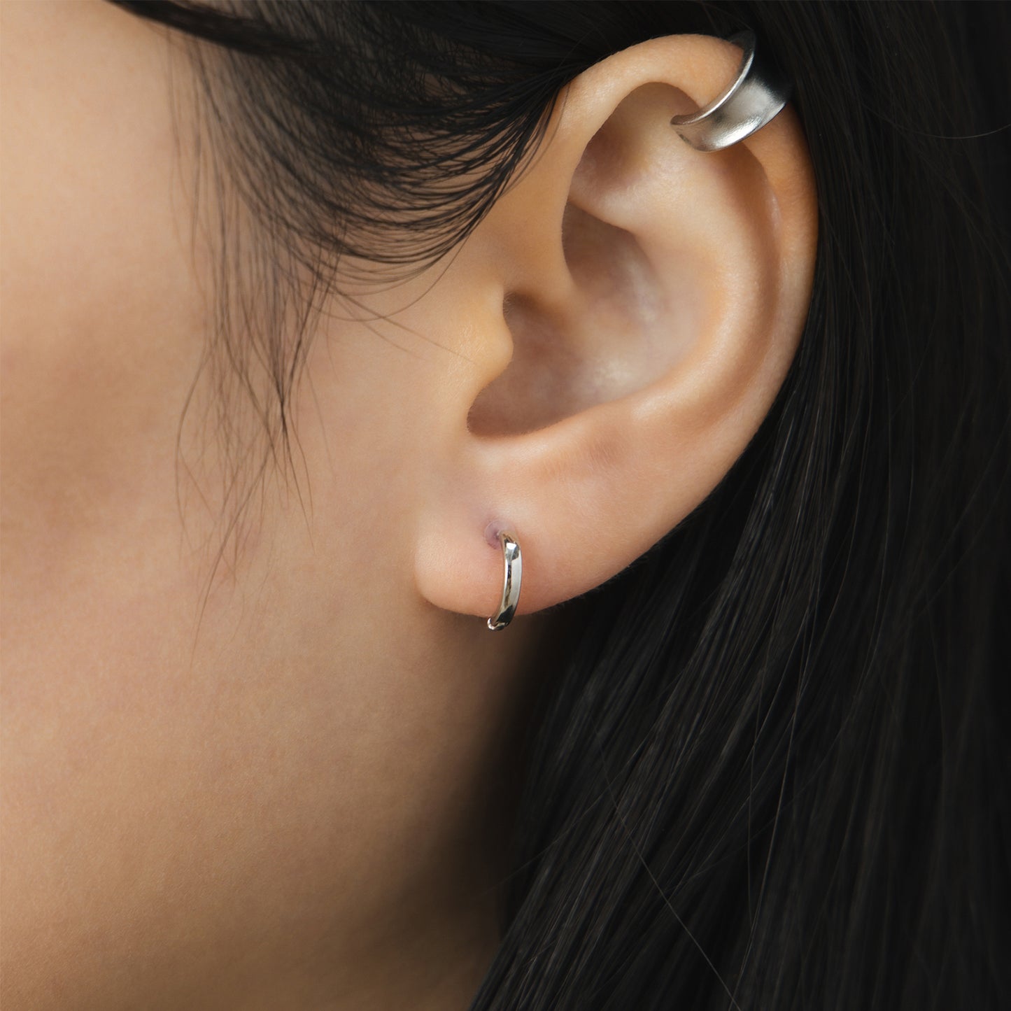 Pt900post プレーンフープピアス スモール