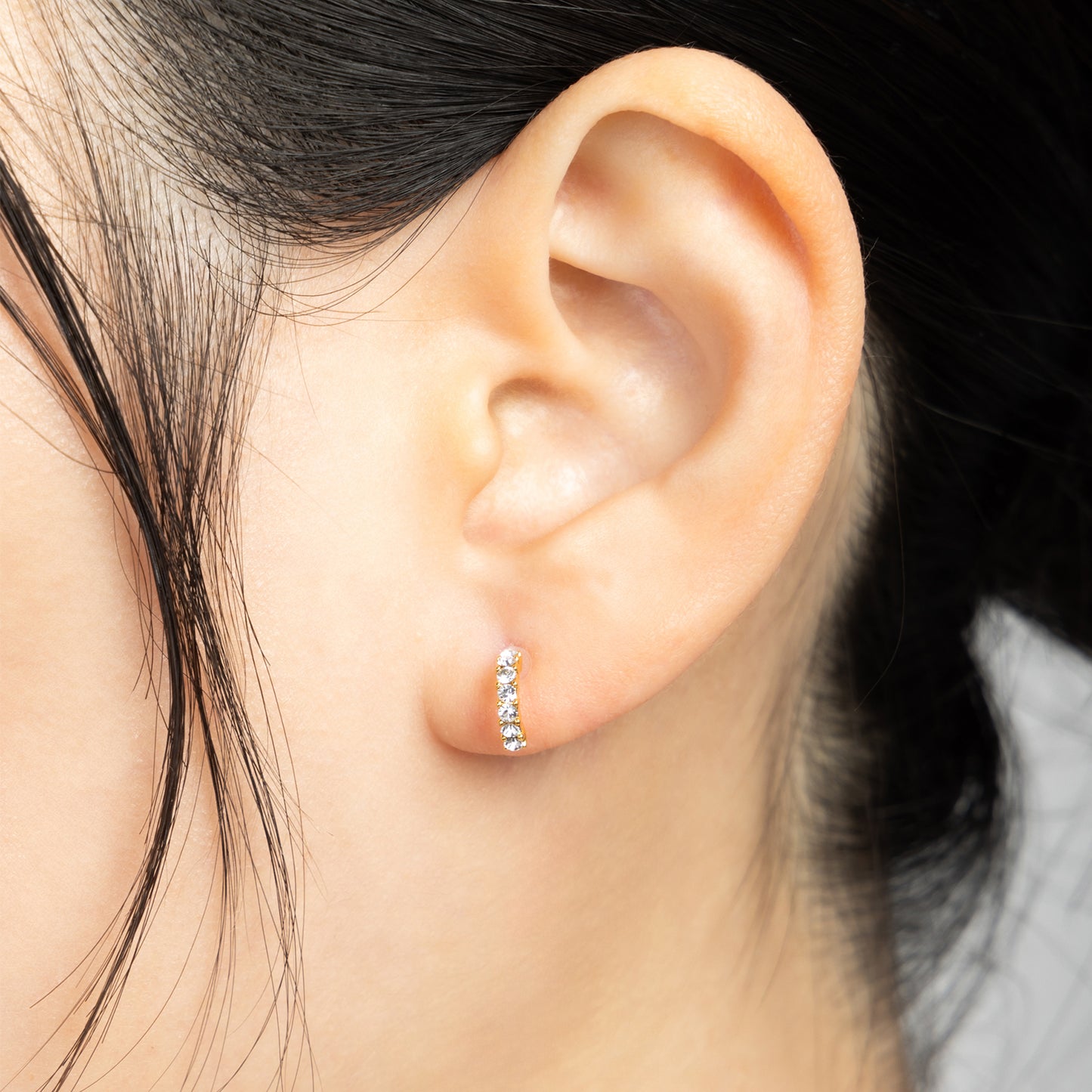 K18post ハーフラウンドパヴェピアス