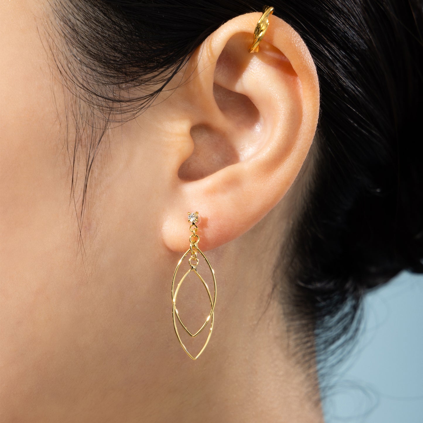 K18post ダブルマーキスフレームピアス