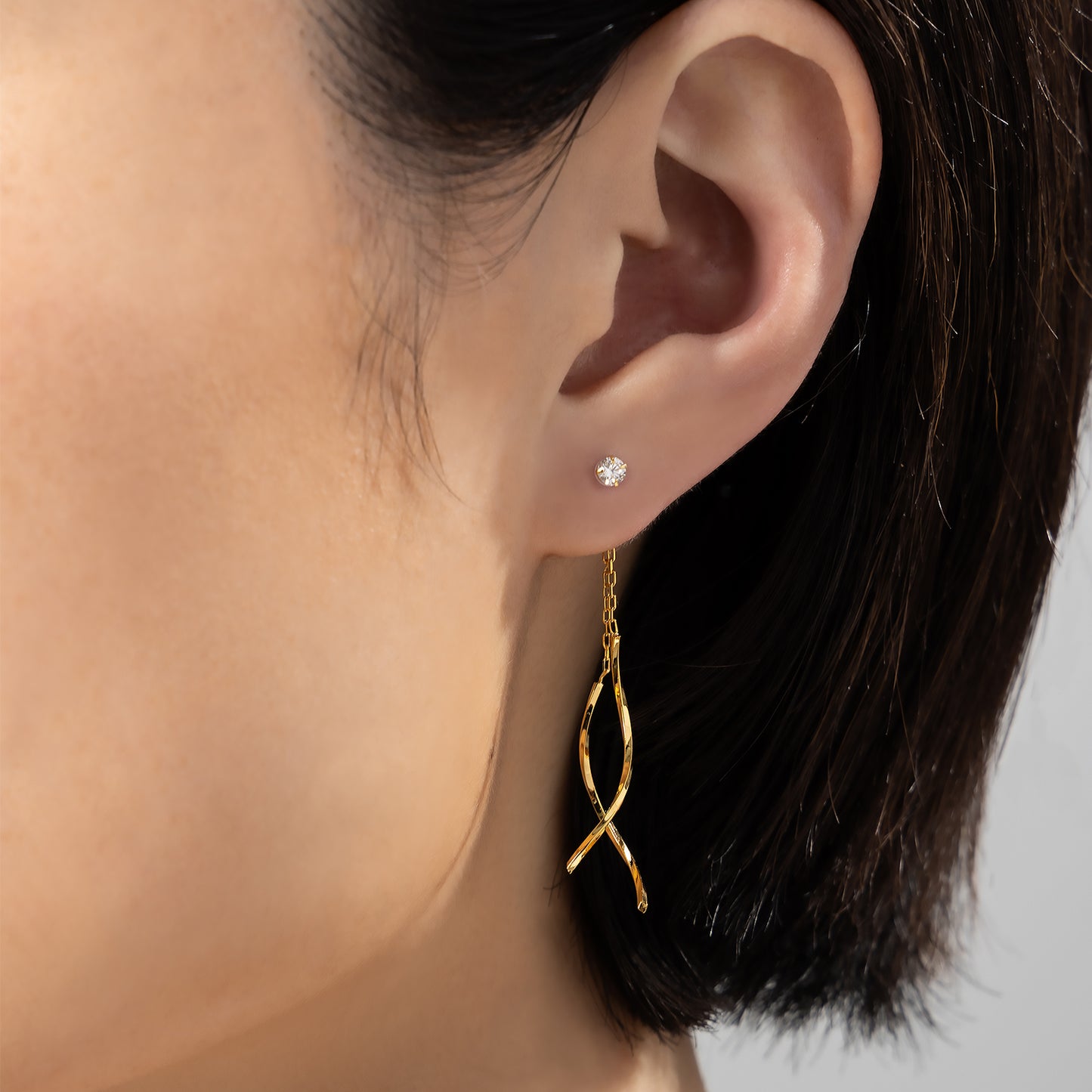 K18post 2wayバックキャッチピアス