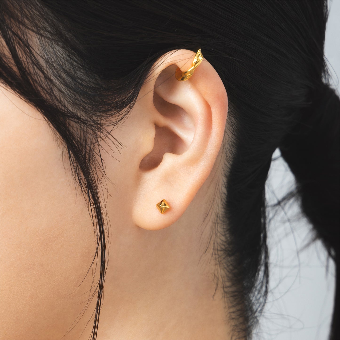 K18post クラフトスクエアピアス