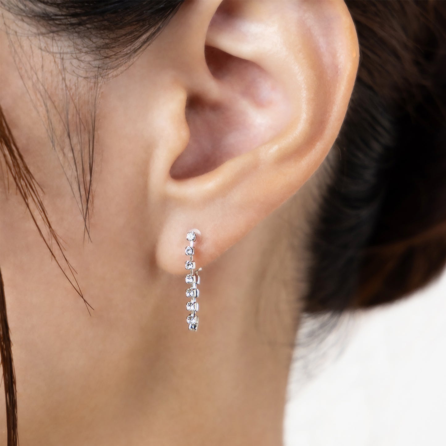 Pt900post ラインストーンフープピアス