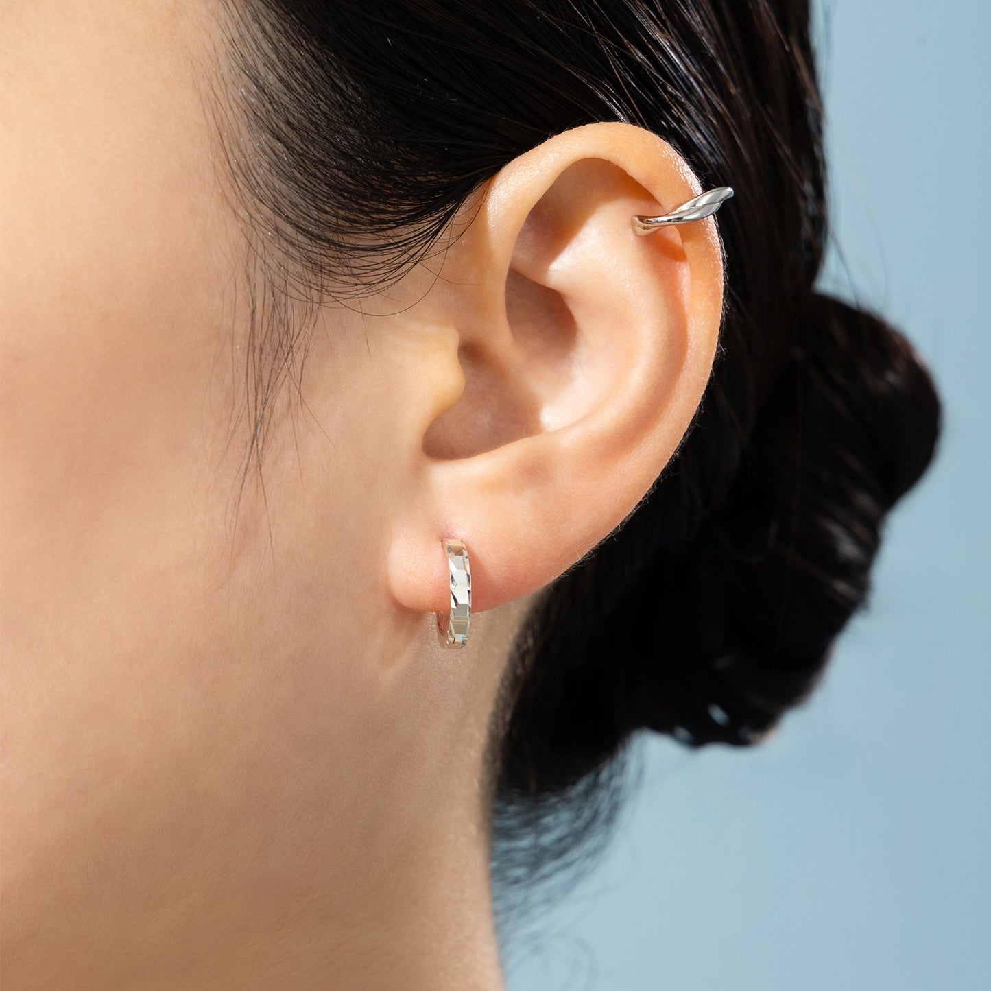 Silver925 テクスチャーフープピアス