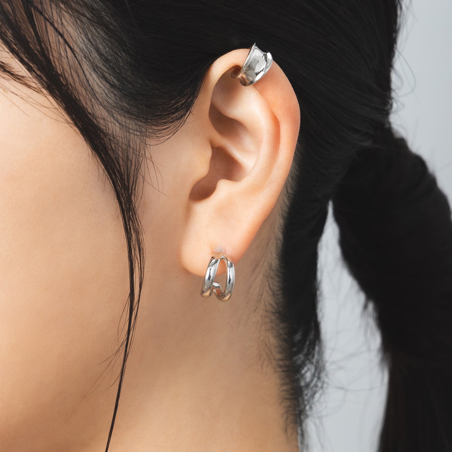 K18post クラフトフォークドピアス ラージ