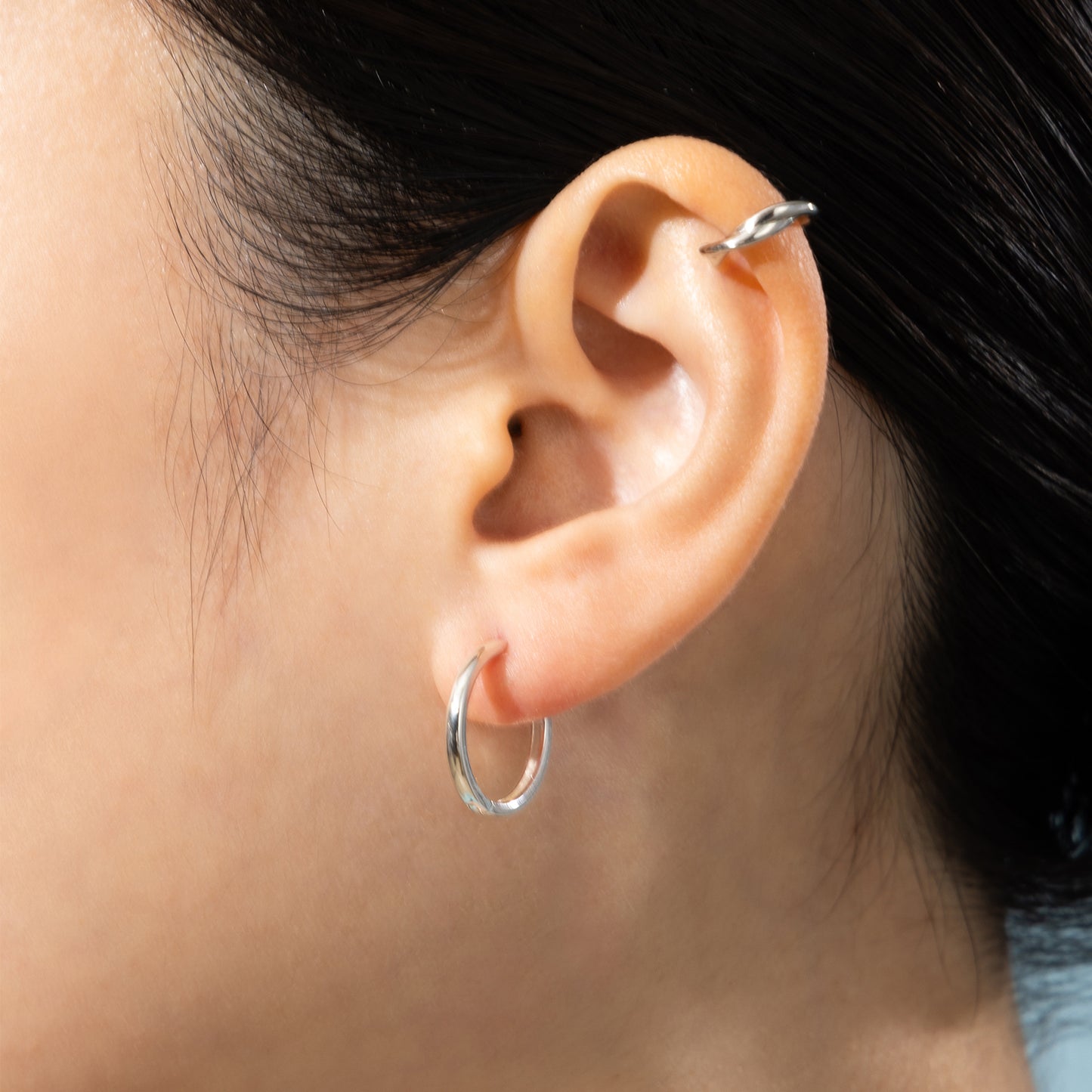 Silver925 プレーンフープピアス