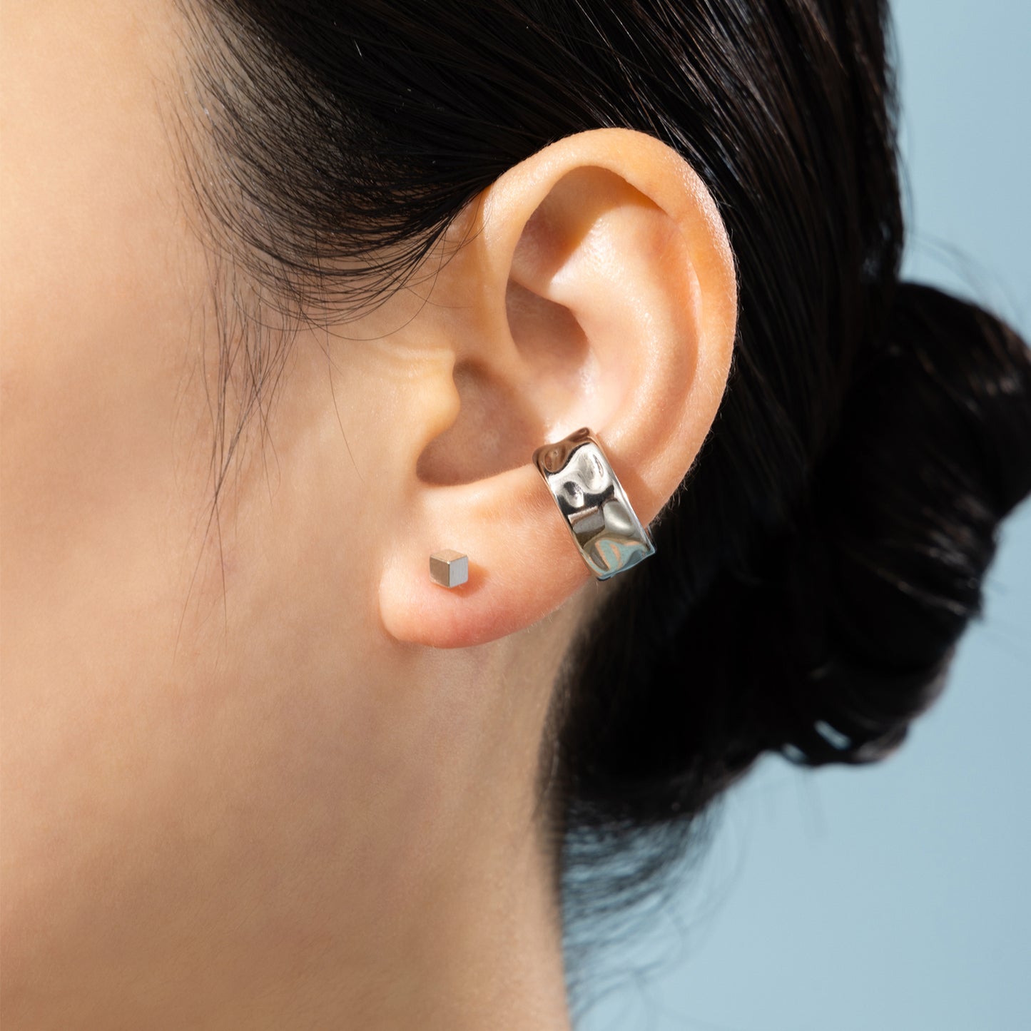 Pt900post メタルキューブピアス 2サイズ