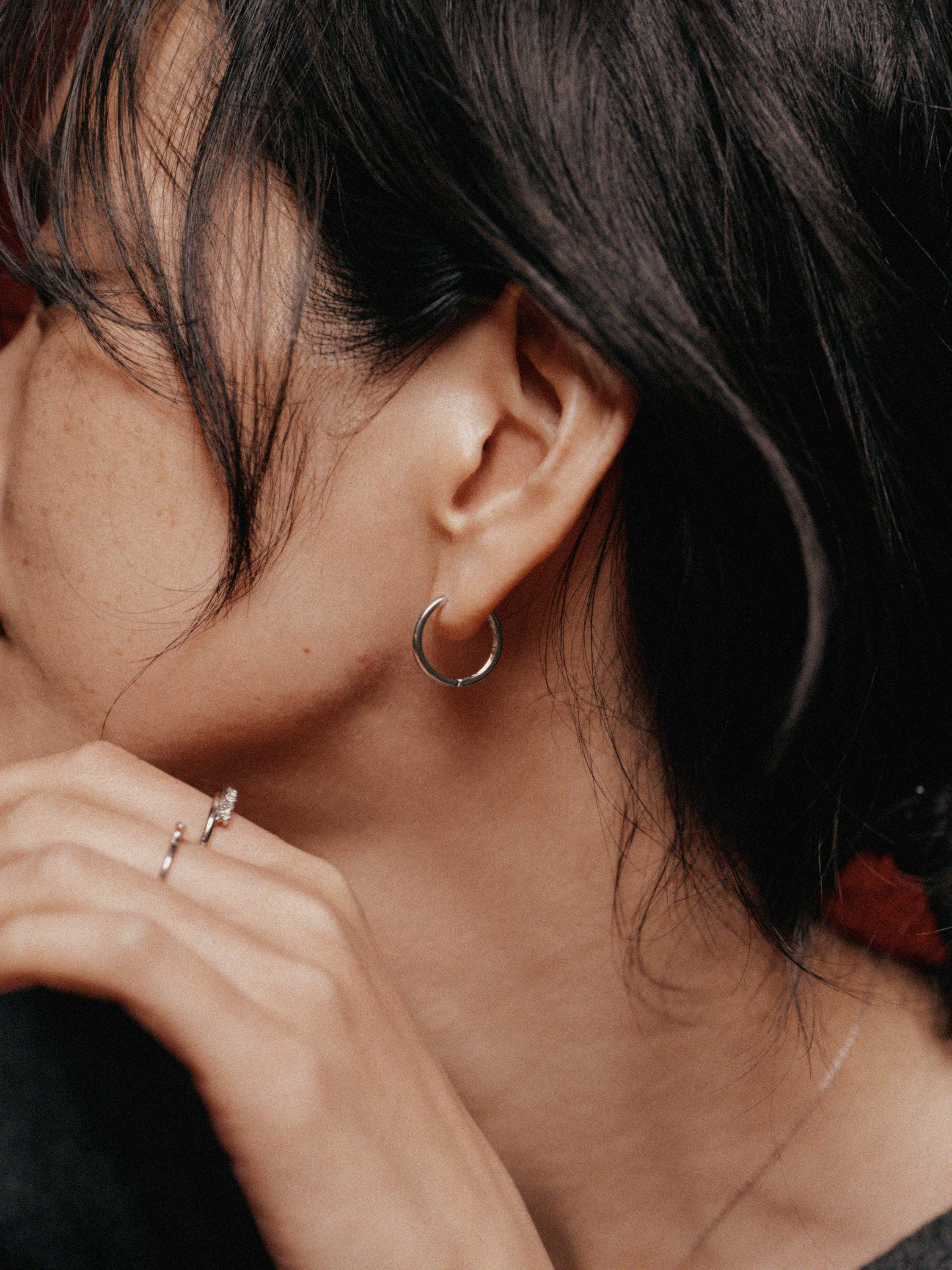 Pt900post プレーンフープピアス