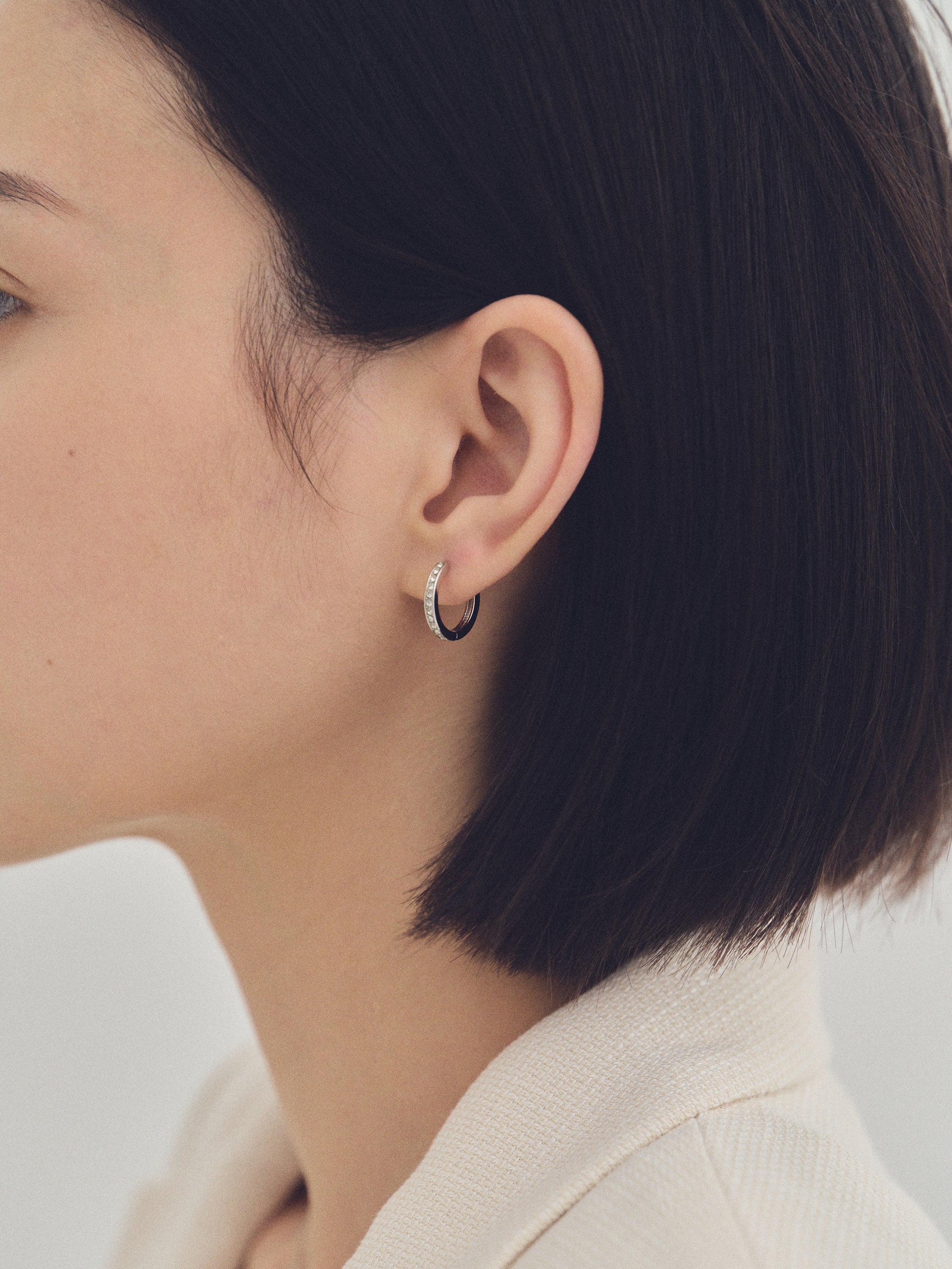 K18post ビジューフープピアス ラウンド/ヘキサゴン