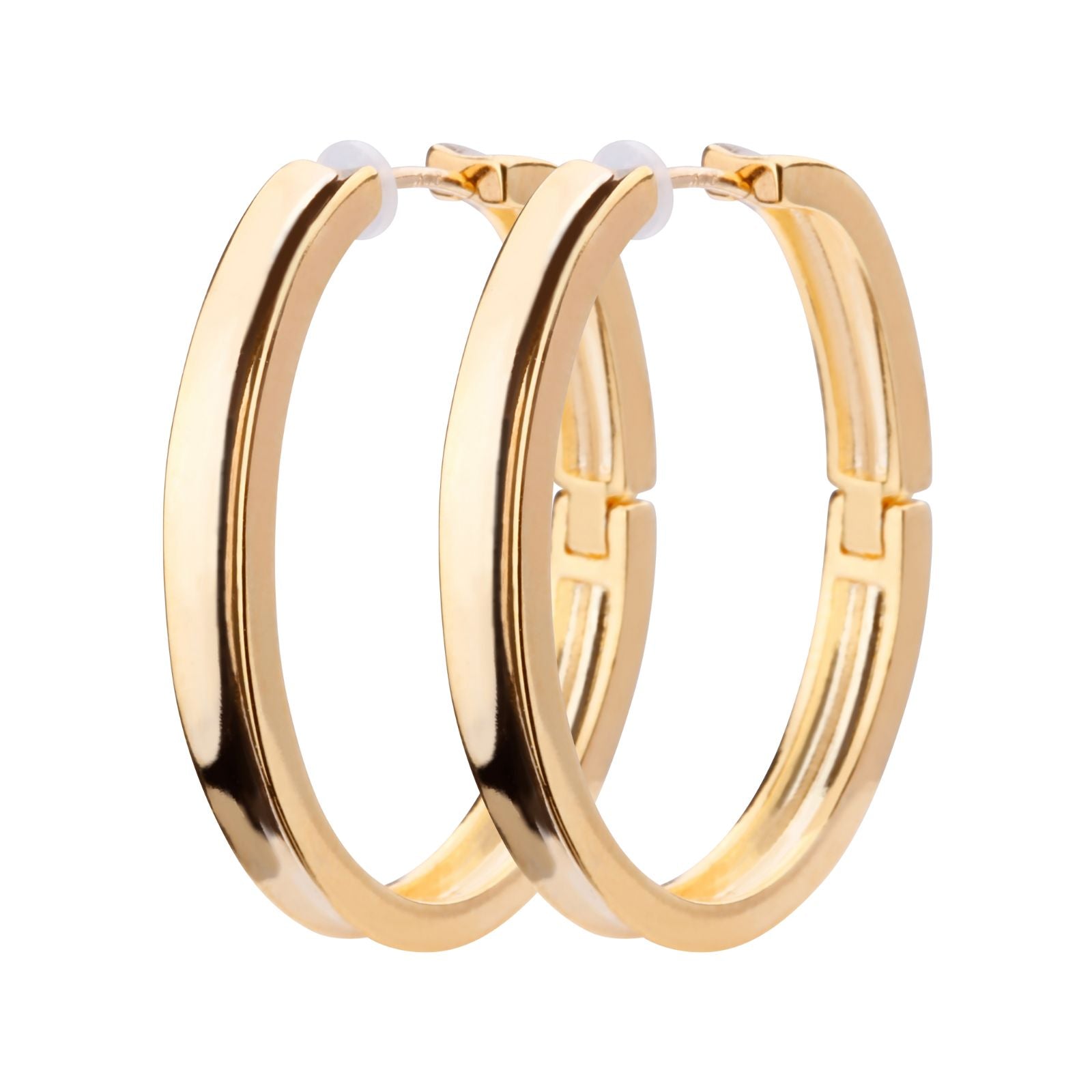 K18post  フラットワイドフープピアス