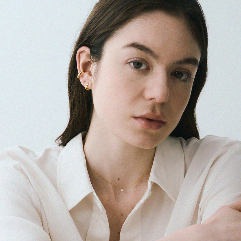 Pt900post スクエアフープピアス