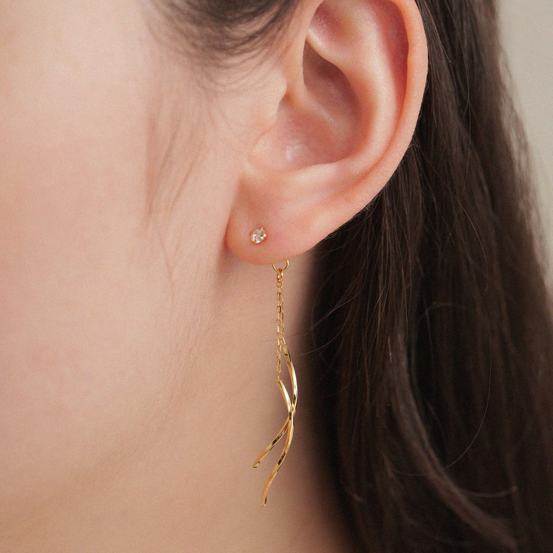 K18post 2wayバックキャッチピアス