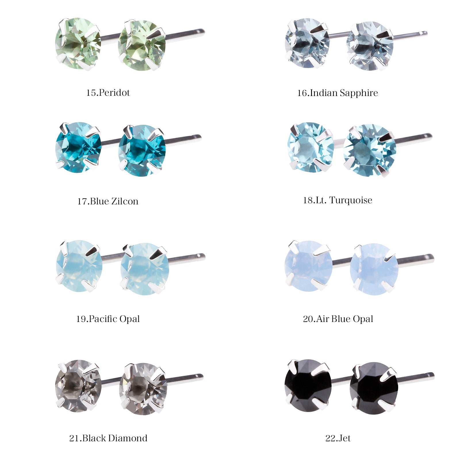 22カラー×2サイズ Preciosa Crystal ワンポイントピアス