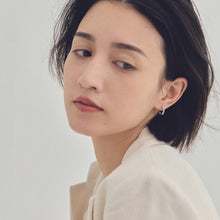 Pt900post ビジューフープピアス ラウンド/ヘキサゴン