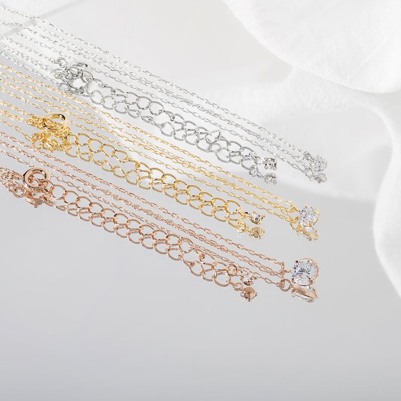 SuperCubicZilconia ワンポイントネックレス 3サイズ×3カラー×2デザイン