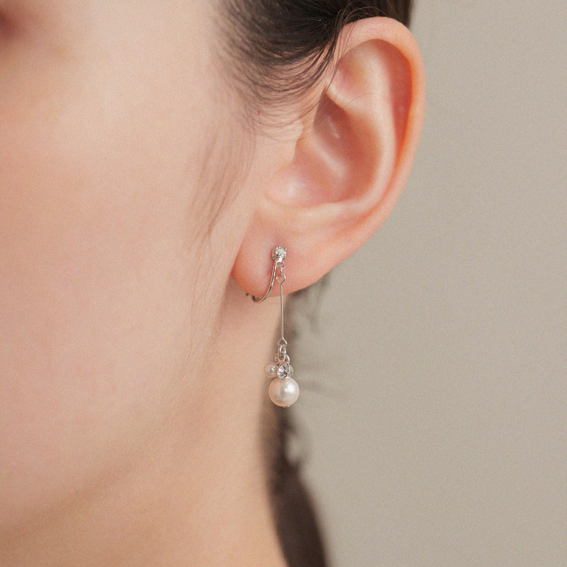 パール＆ビジューロングイヤリング