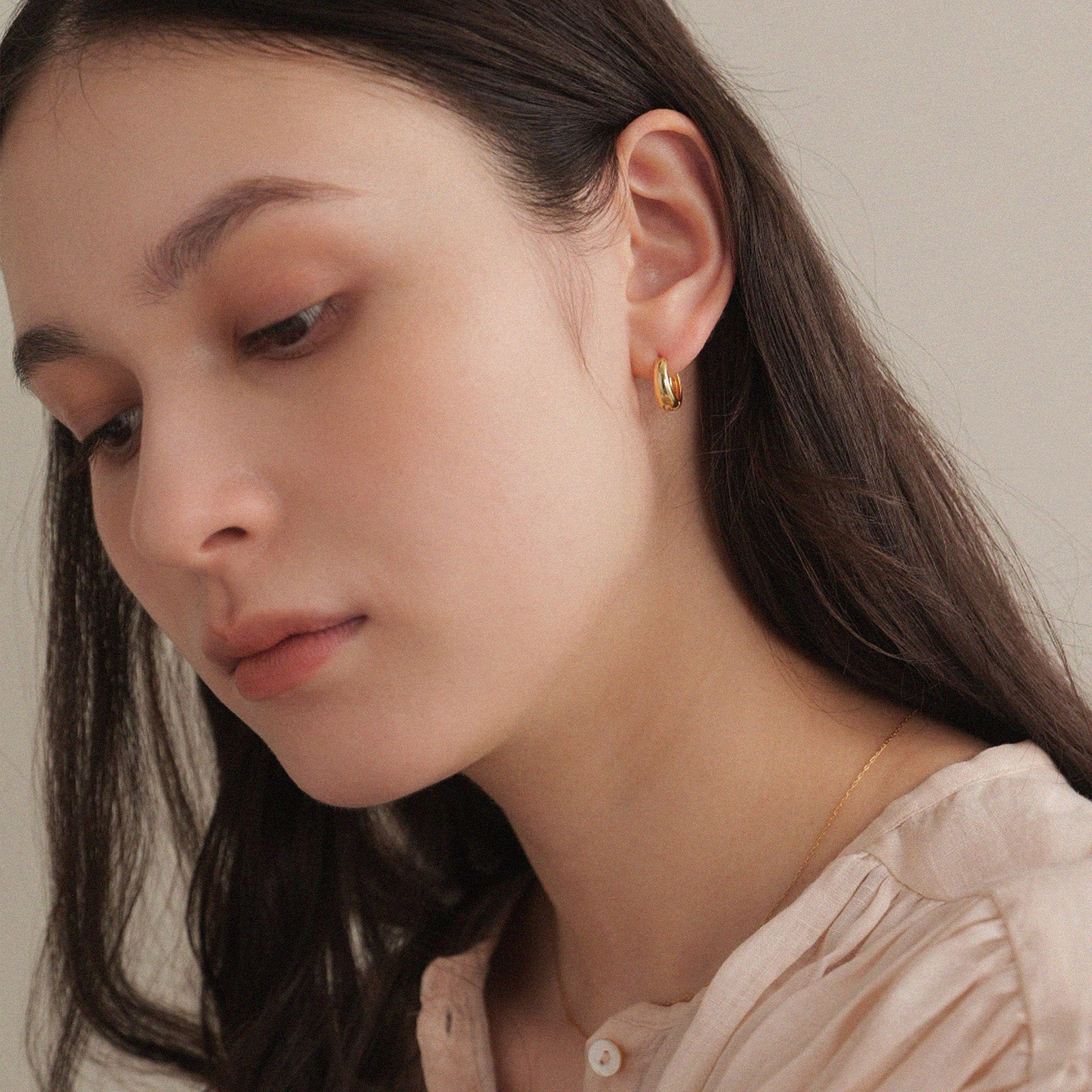 K18post ドロップフープピアス ミディアム