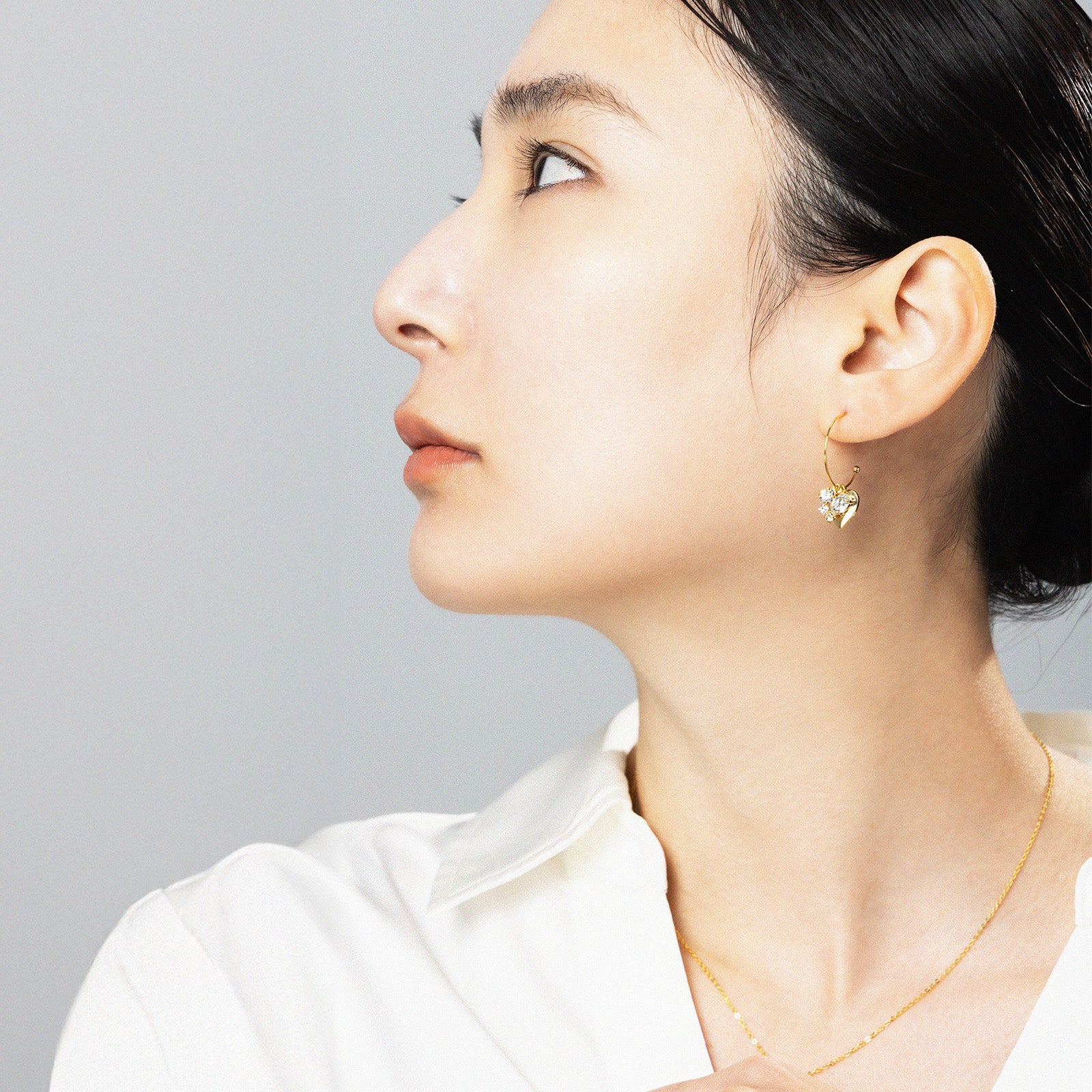 Preciosa Crystal ハートフープピアス